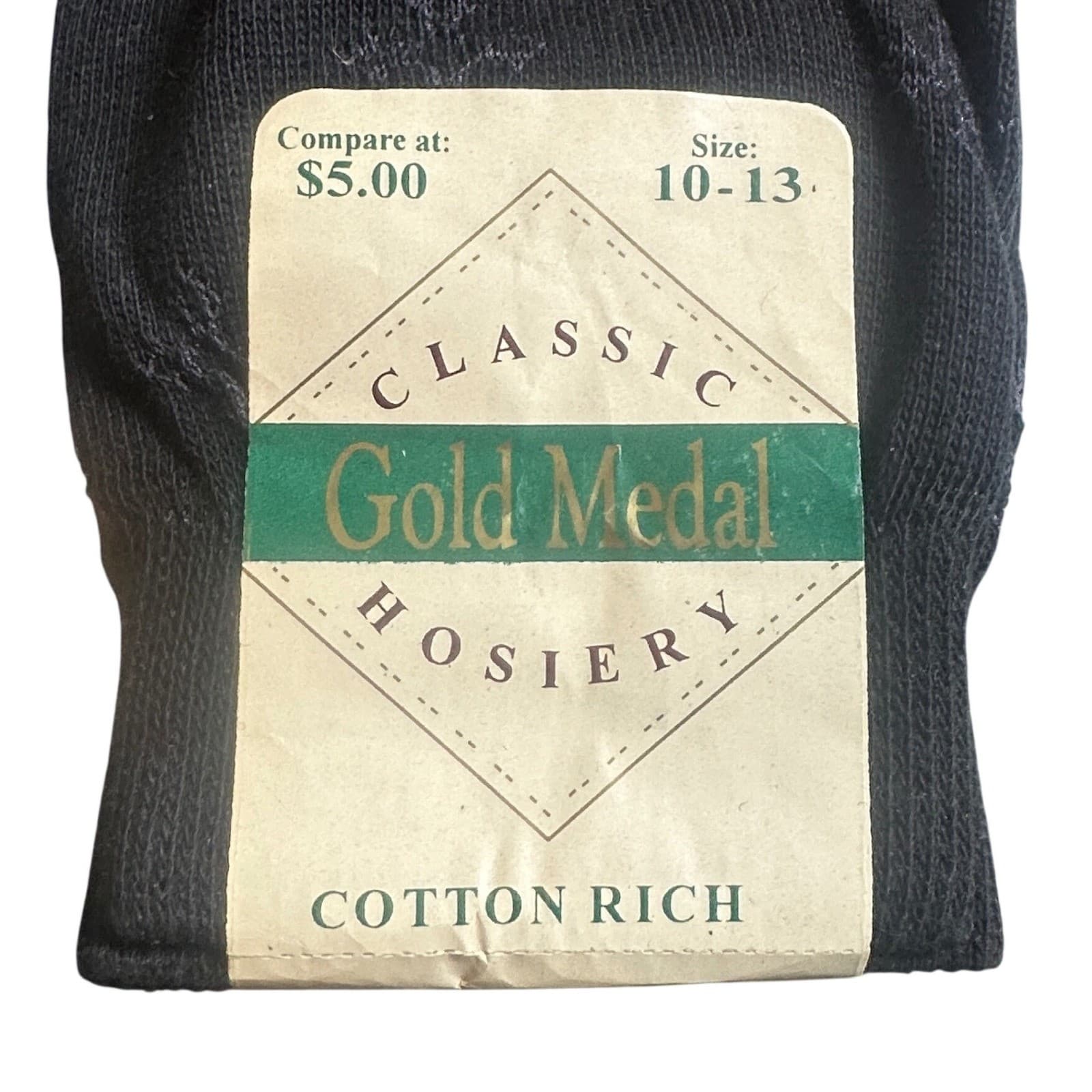 Vintage Gold Medal Hosiery Dress Socks Mens 10-13 Black NEW Cotton Rich - Thumbnail 3