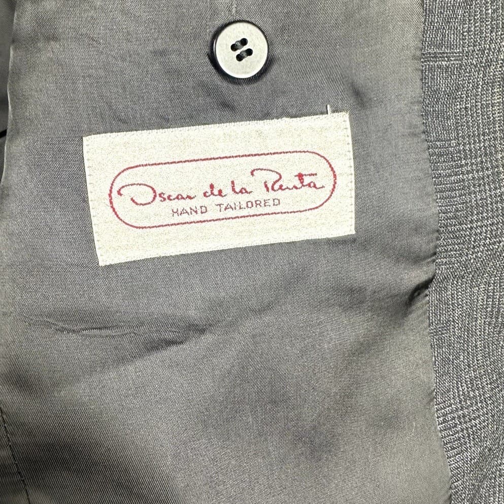 Oscar de la Renta Blazer Mens 42R Blue Glen Plaid Hand Tailored Jacket - Thumbnail 7