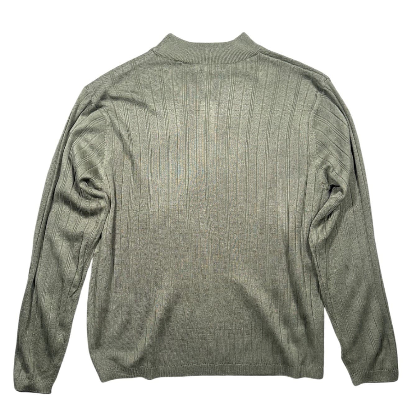 Linea Uomo Mock Neck Sweater Mens XL Olive Green New Ribbed Knit Long Sleeve - Thumbnail 3
