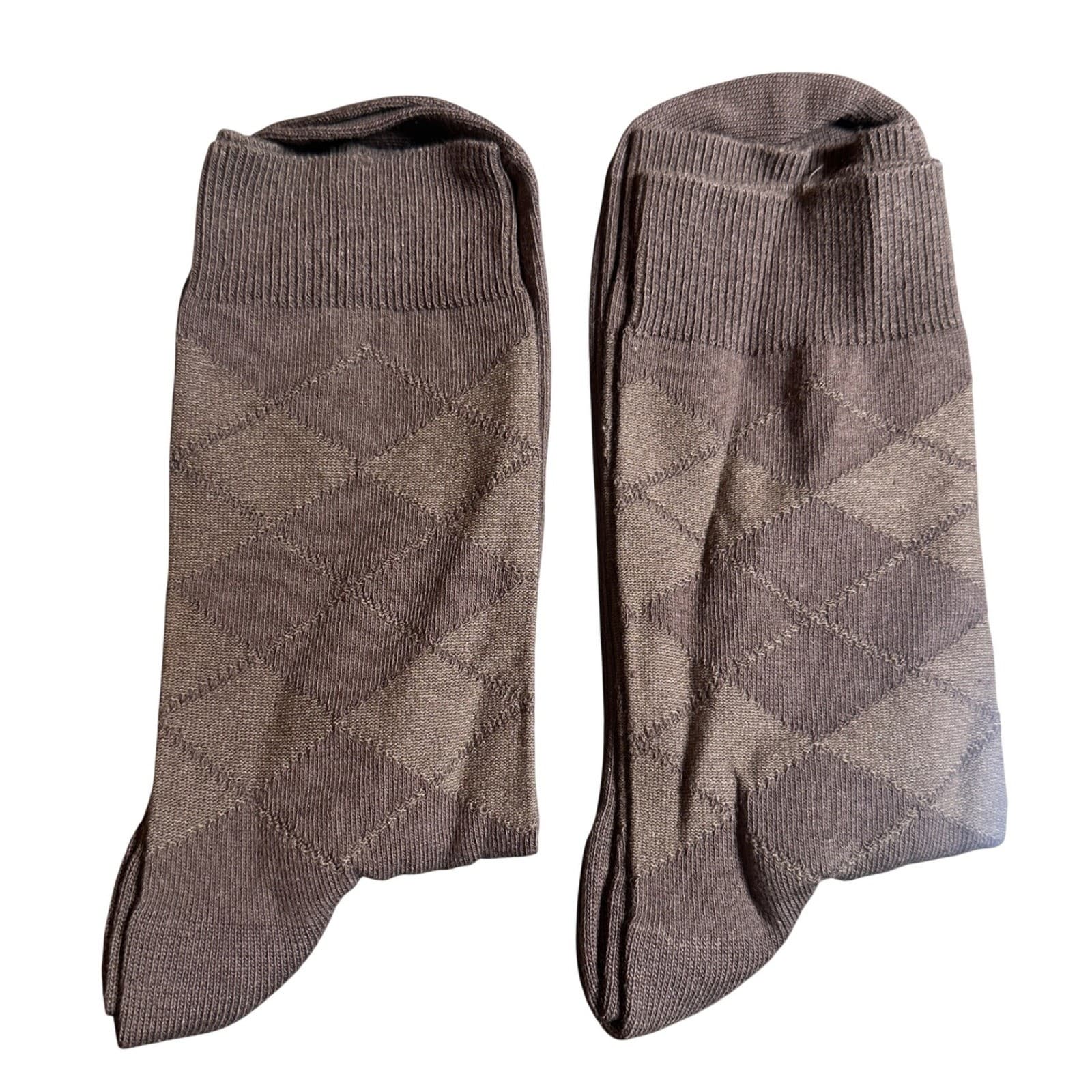 Vintage Haband Dress Socks Men 10-13 Brown New Argyle Cotton Blend Classic - Thumbnail 3