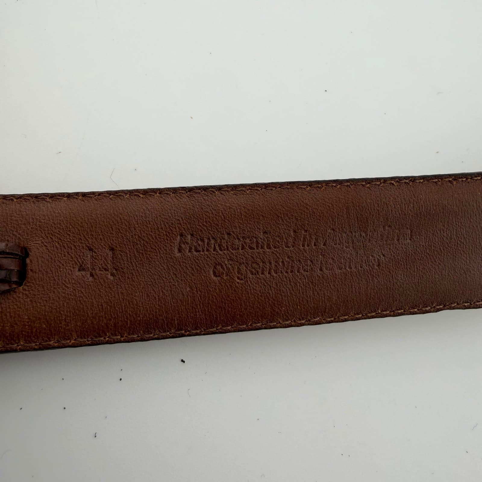 Paul Fredrick Leather Belt Mens 44 Tan Genuine Leather Handcrafted Argentina - Thumbnail 3