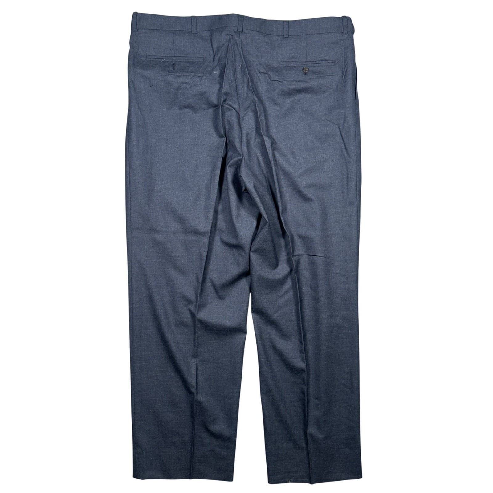 Lands End Dress Pants Mens 44 Long Navy Blue 100% Wool Pleated Straight - Thumbnail 5