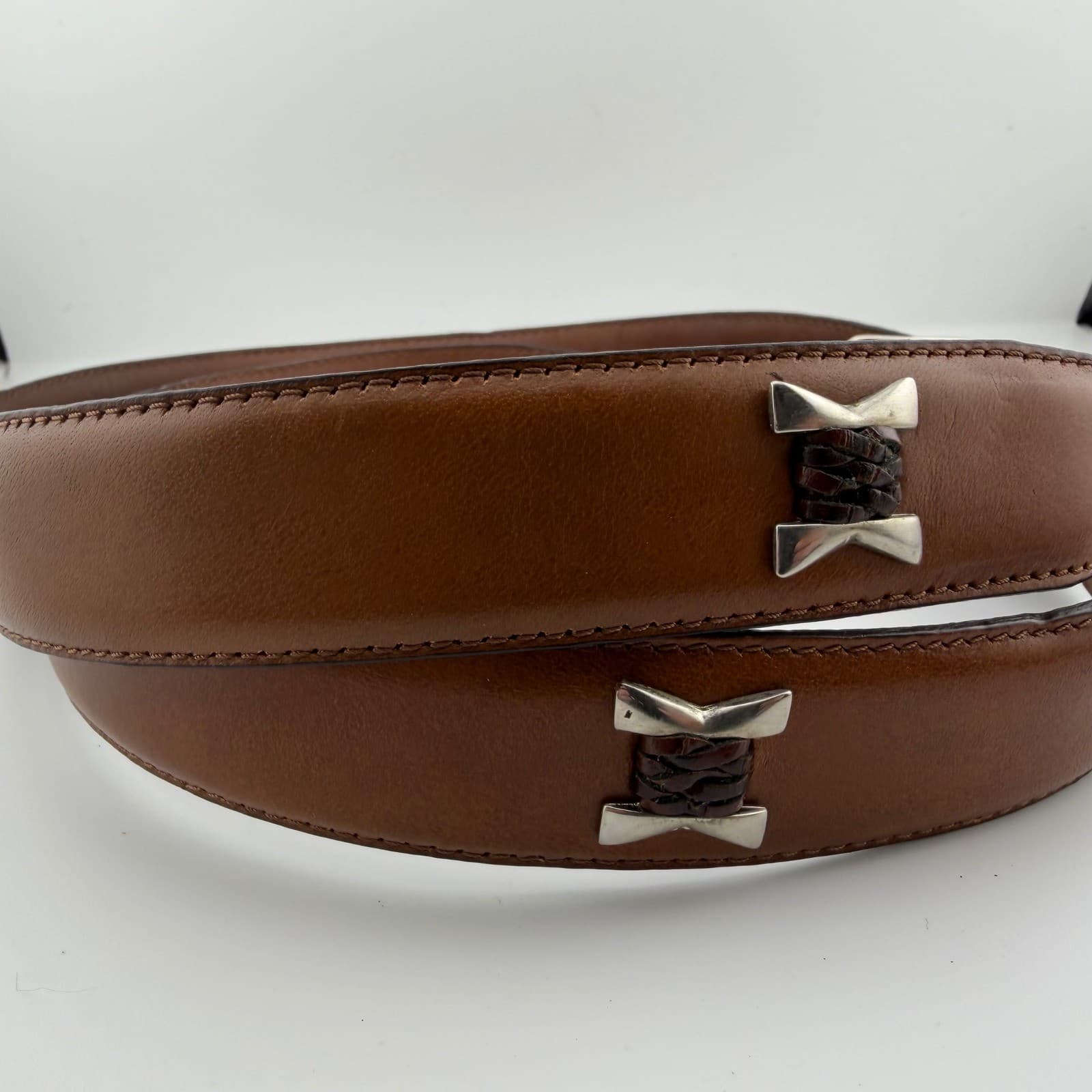 Paul Fredrick Leather Belt Mens 44 Tan Genuine Leather Handcrafted Argentina - Thumbnail 2