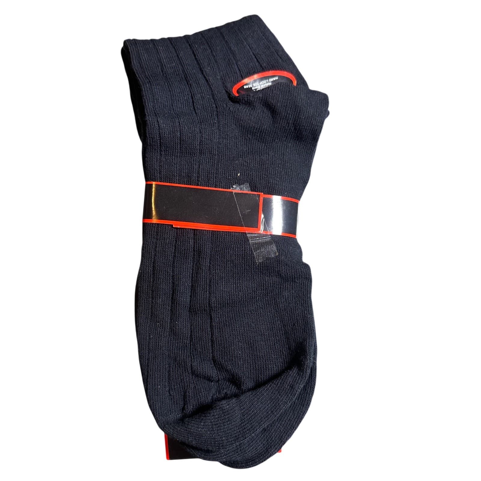Stanley Blacker Dress Socks Men 13-16 Black New Ribbed Cotton Blend Vintage 1992 - Thumbnail 2