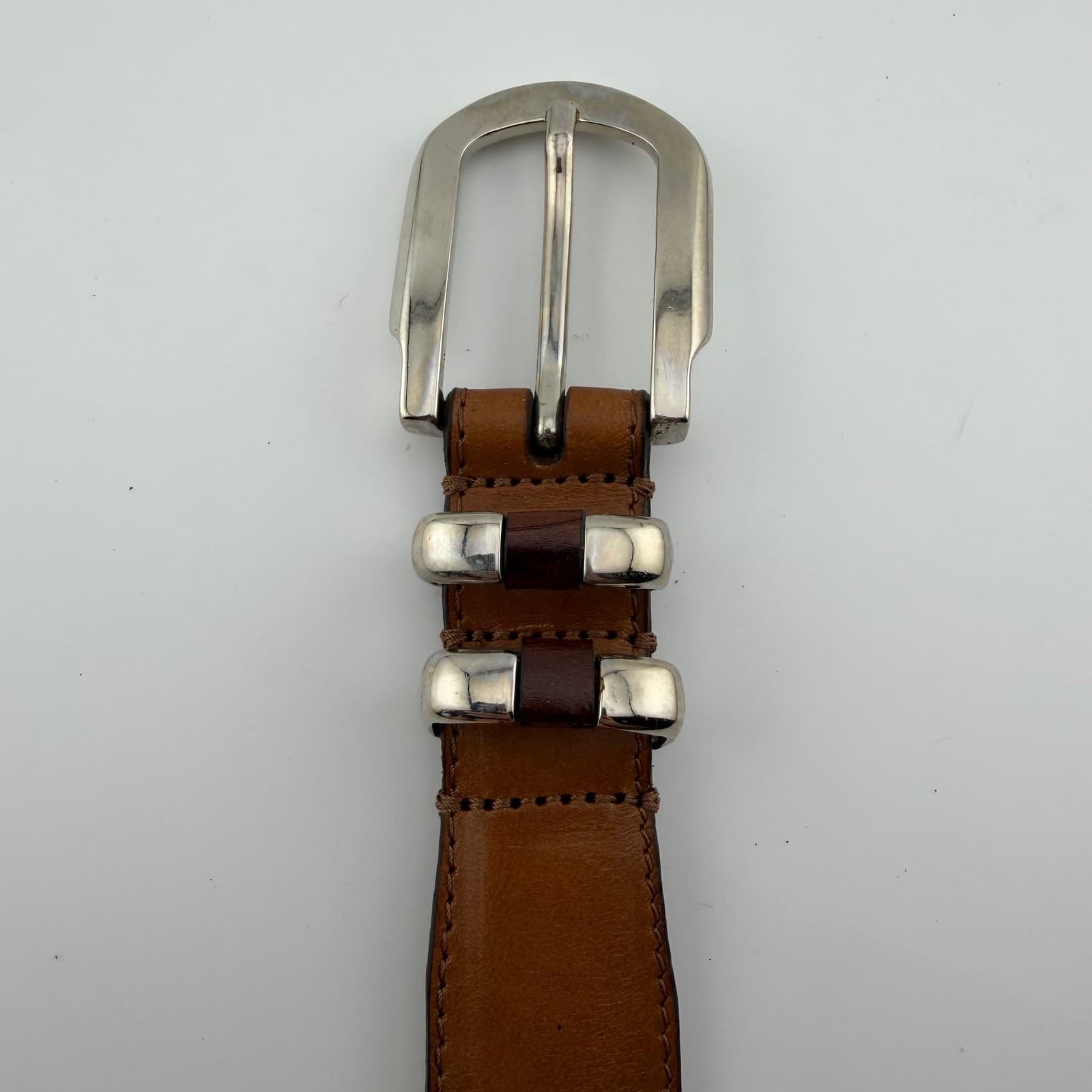 Paul Fredrick Leather Belt Mens 44 Tan Genuine Leather Handcrafted Argentina - Thumbnail 6