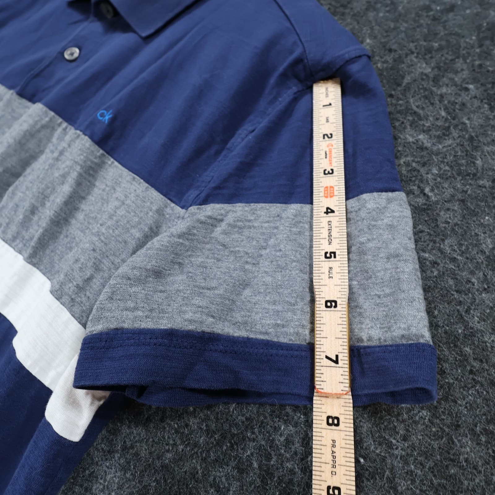 Calvin Klein Polo Mens Small Blue Excellent Colorblock Short Sleeve Cotton Shirt - Thumbnail 3