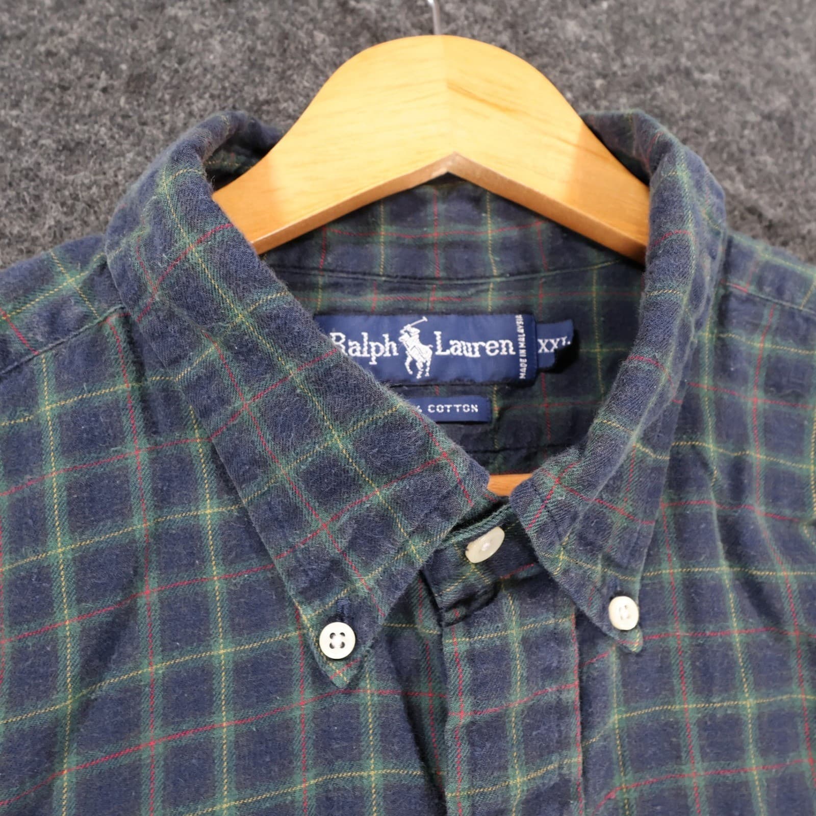 Ralph Lauren Button Up Mens XXL Blue Green Excellent Plaid Long Sleeve - Thumbnail 8
