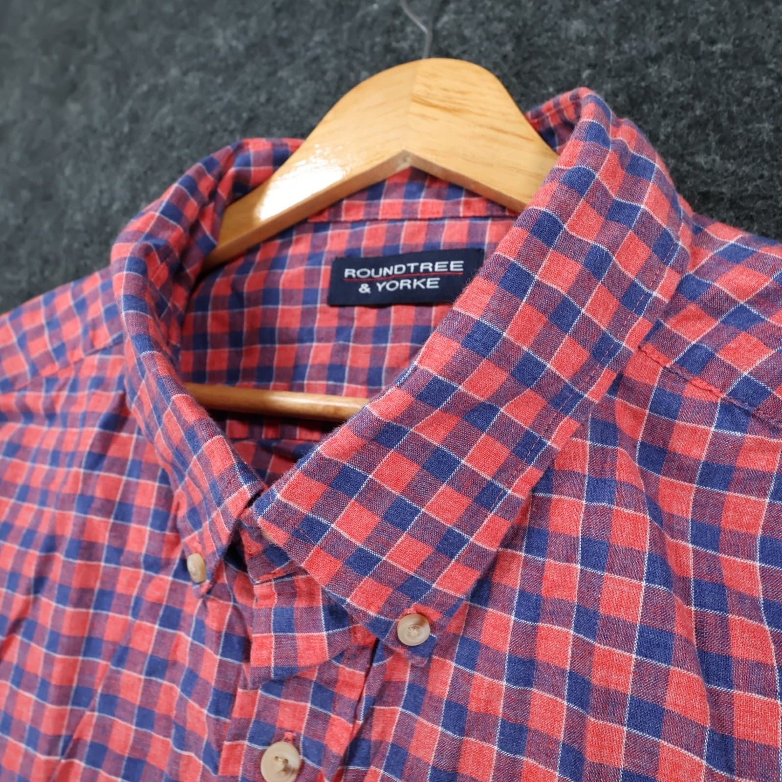 Roundtree & Yorke Button Up Mens 3XB Red Excellent Gingham Short Sleeve - Thumbnail 9