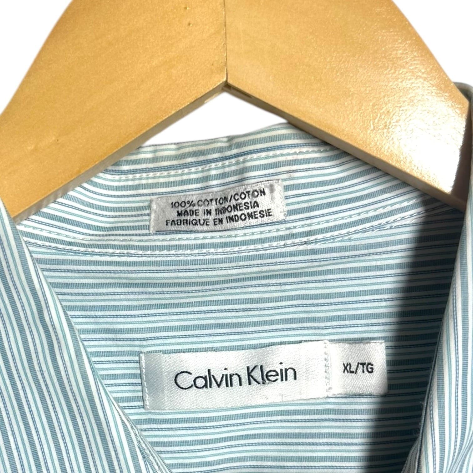 Calvin Klein Mens Striped Dress Shirt XL Tall Cotton Classic Fit Size XL - Thumbnail 6