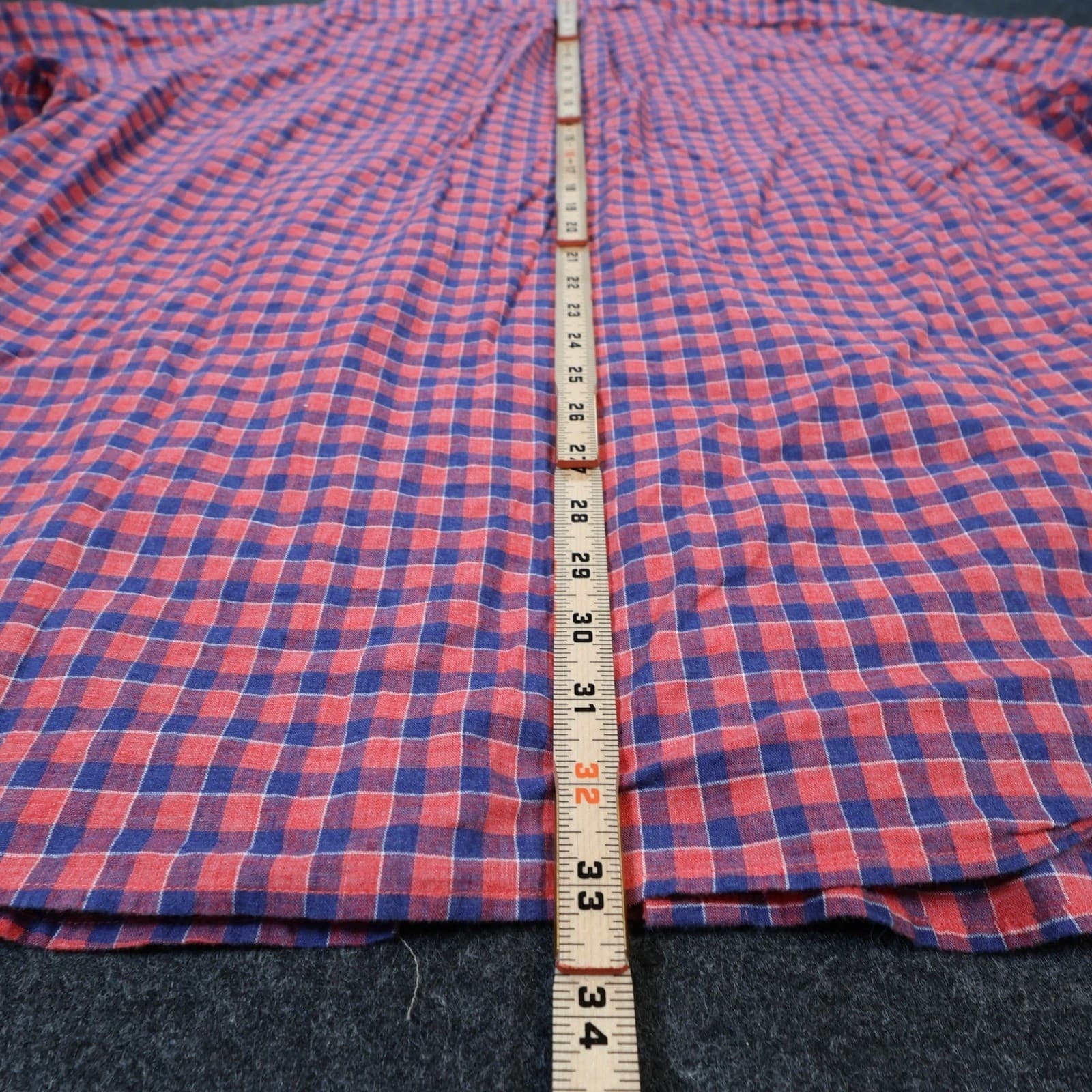 Roundtree & Yorke Button Up Mens 3XB Red Excellent Gingham Short Sleeve - Thumbnail 5