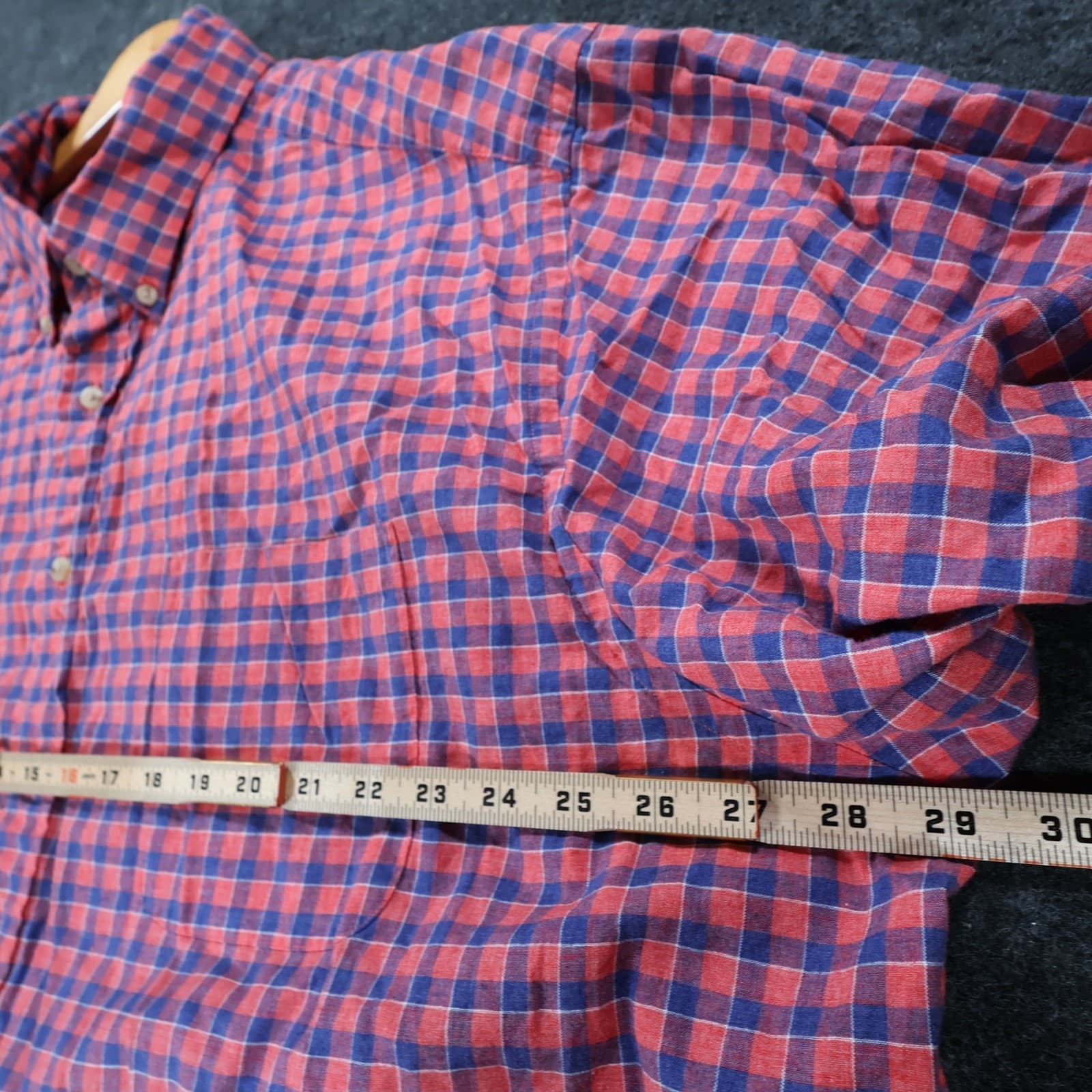 Roundtree & Yorke Button Up Mens 3XB Red Excellent Gingham Short Sleeve - Thumbnail 4