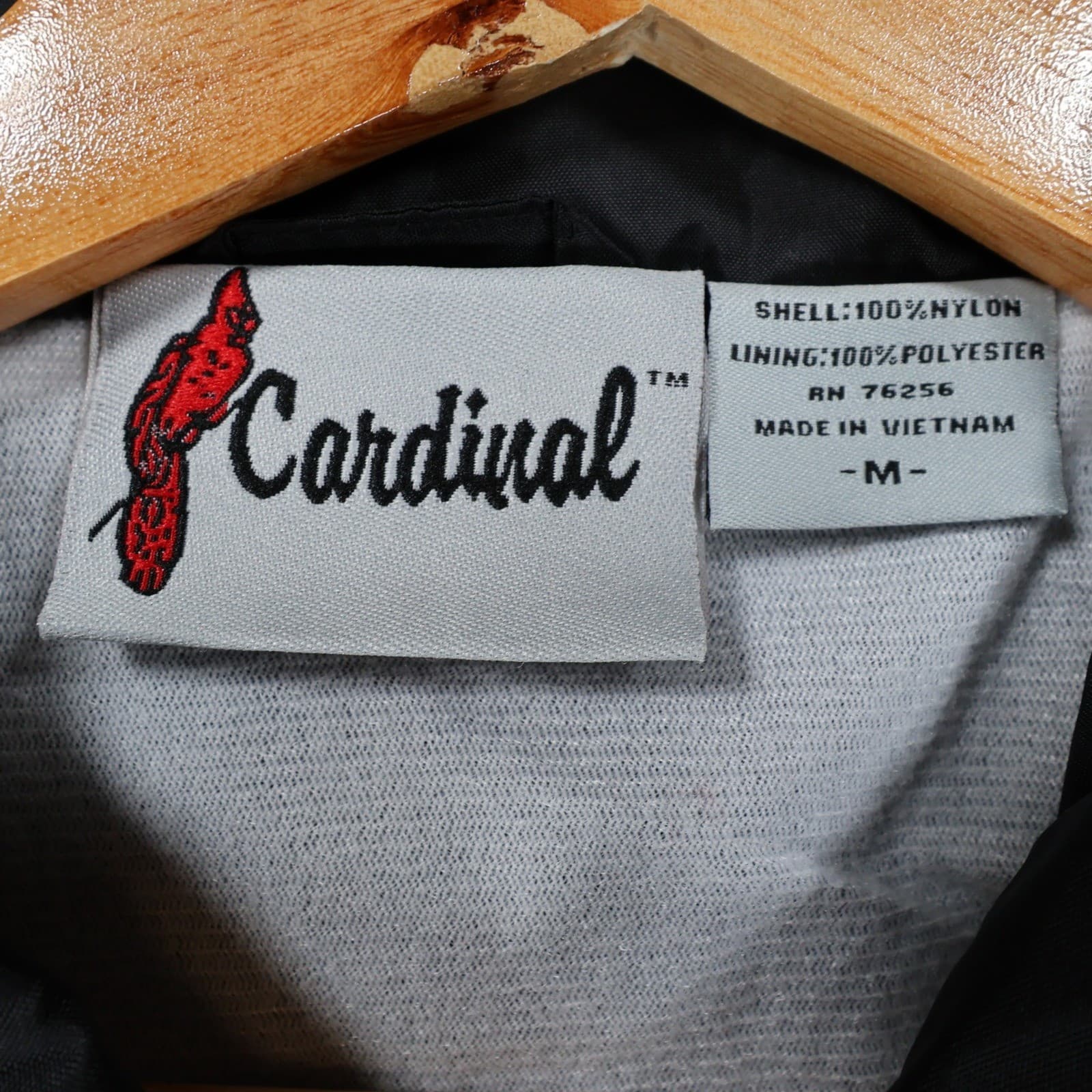 Cardinal Coach Jacket Mens Medium Black Excellent Windbreaker Snap Front - Thumbnail 7