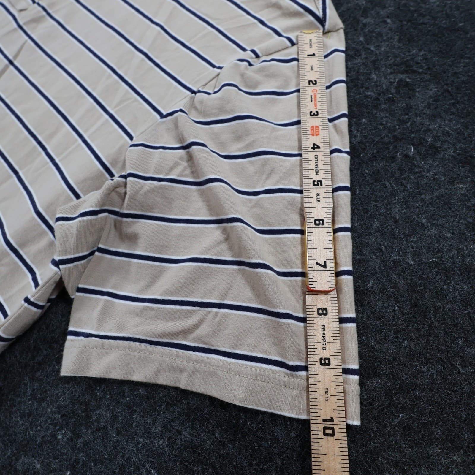 Cremieux Polo Mens M Tan Excellent Striped Short Sleeve Cotton Spandex - Thumbnail 3