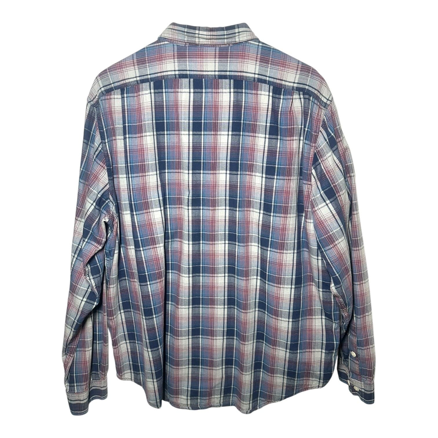 Falls Creek Men's XLT Blue Red Plaid Flannel Button Up Casual Shirt - Thumbnail 5