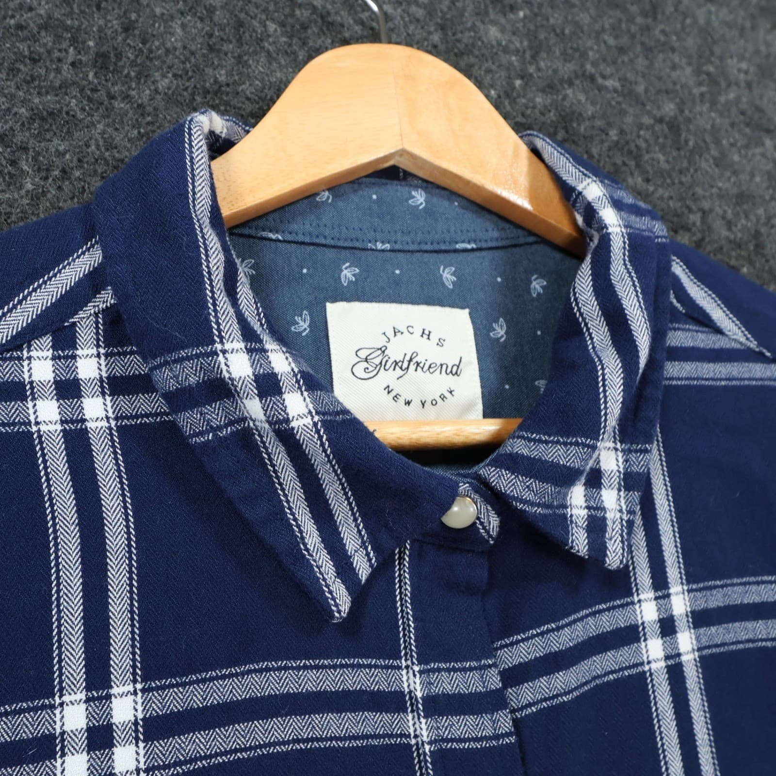 Jachs Girlfriend Button Up Womens XL Blue Excellent Plaid Pattern - Thumbnail 9