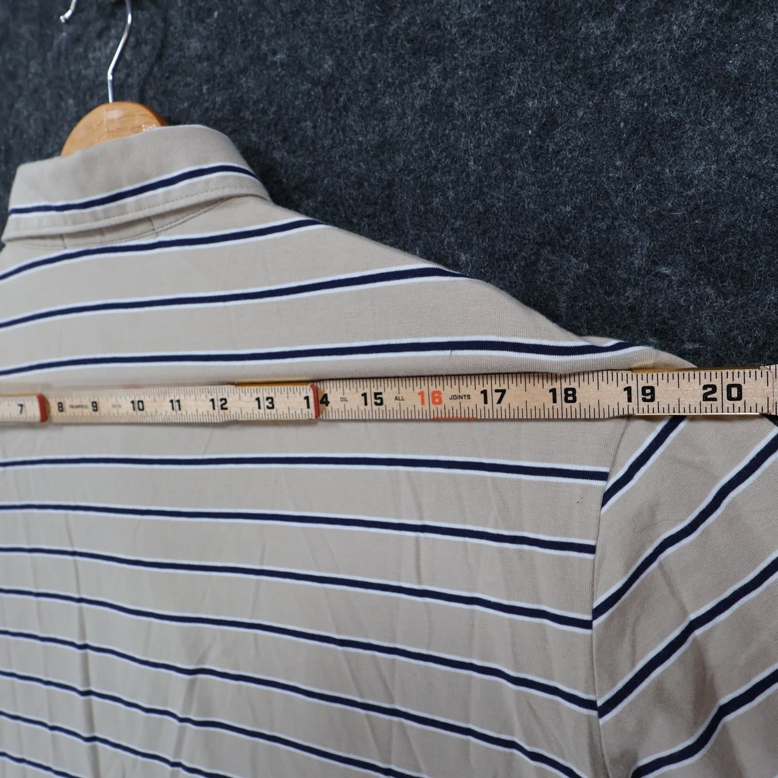 Cremieux Polo Mens M Tan Excellent Striped Short Sleeve Cotton Spandex - Thumbnail 6