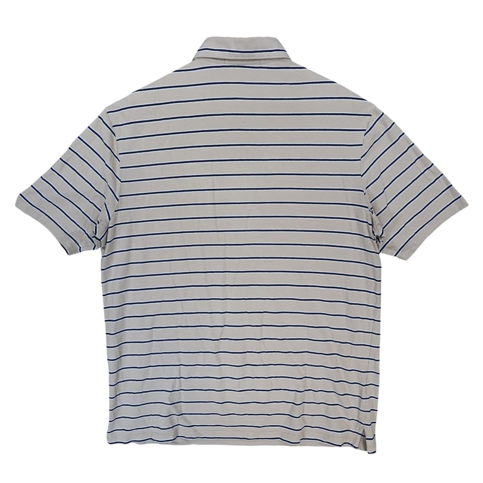 Cremieux Polo Mens M Tan Excellent Striped Short Sleeve Cotton Spandex - Thumbnail 2