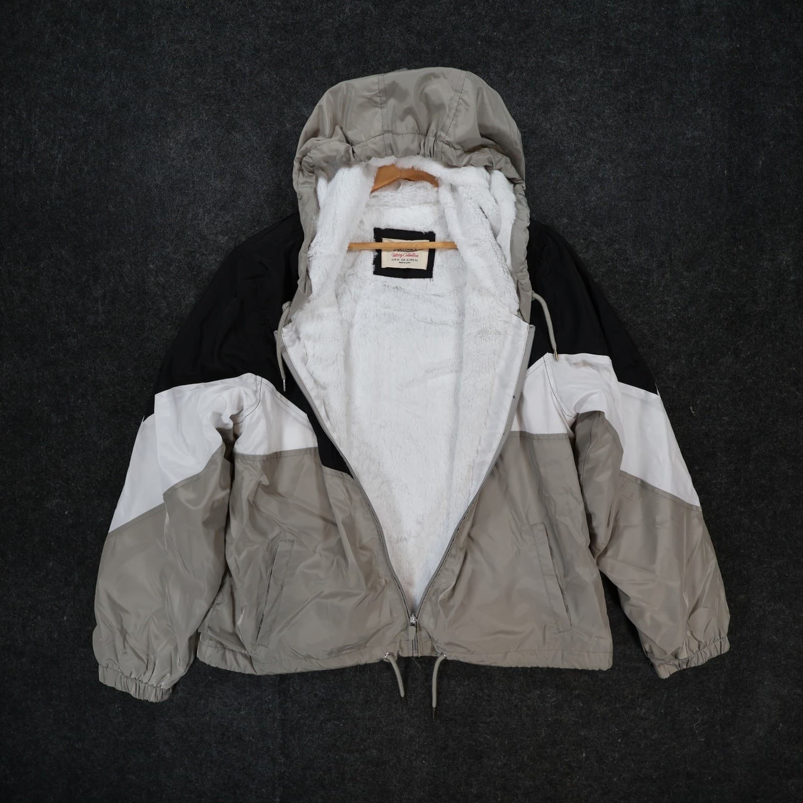 Ashley by 26 International Windbreaker Womens XL Gray Black Excellent Sherpa - Thumbnail 11