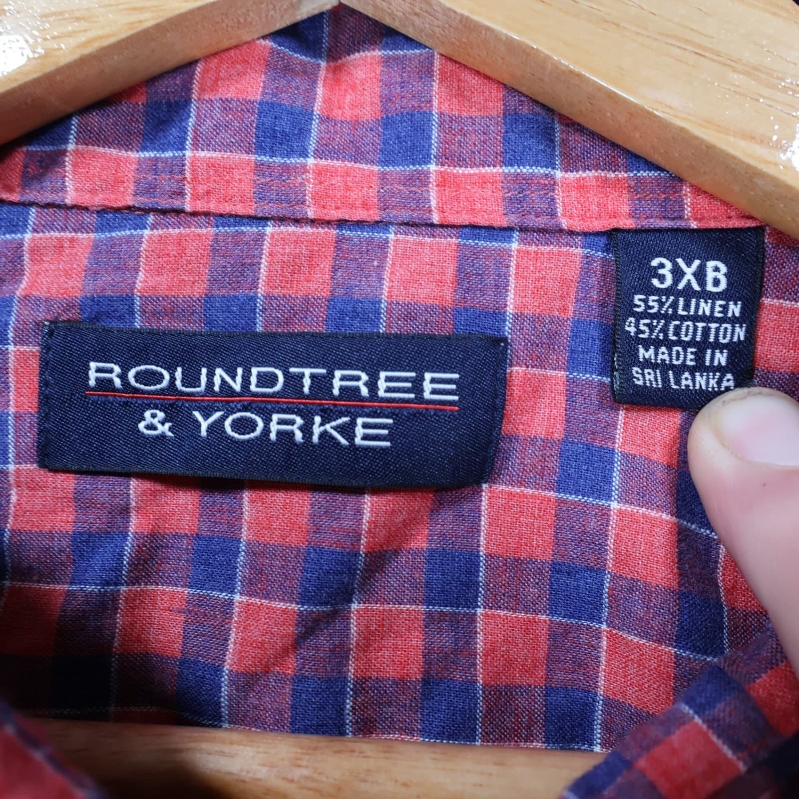 Roundtree & Yorke Button Up Mens 3XB Red Excellent Gingham Short Sleeve - Thumbnail 7
