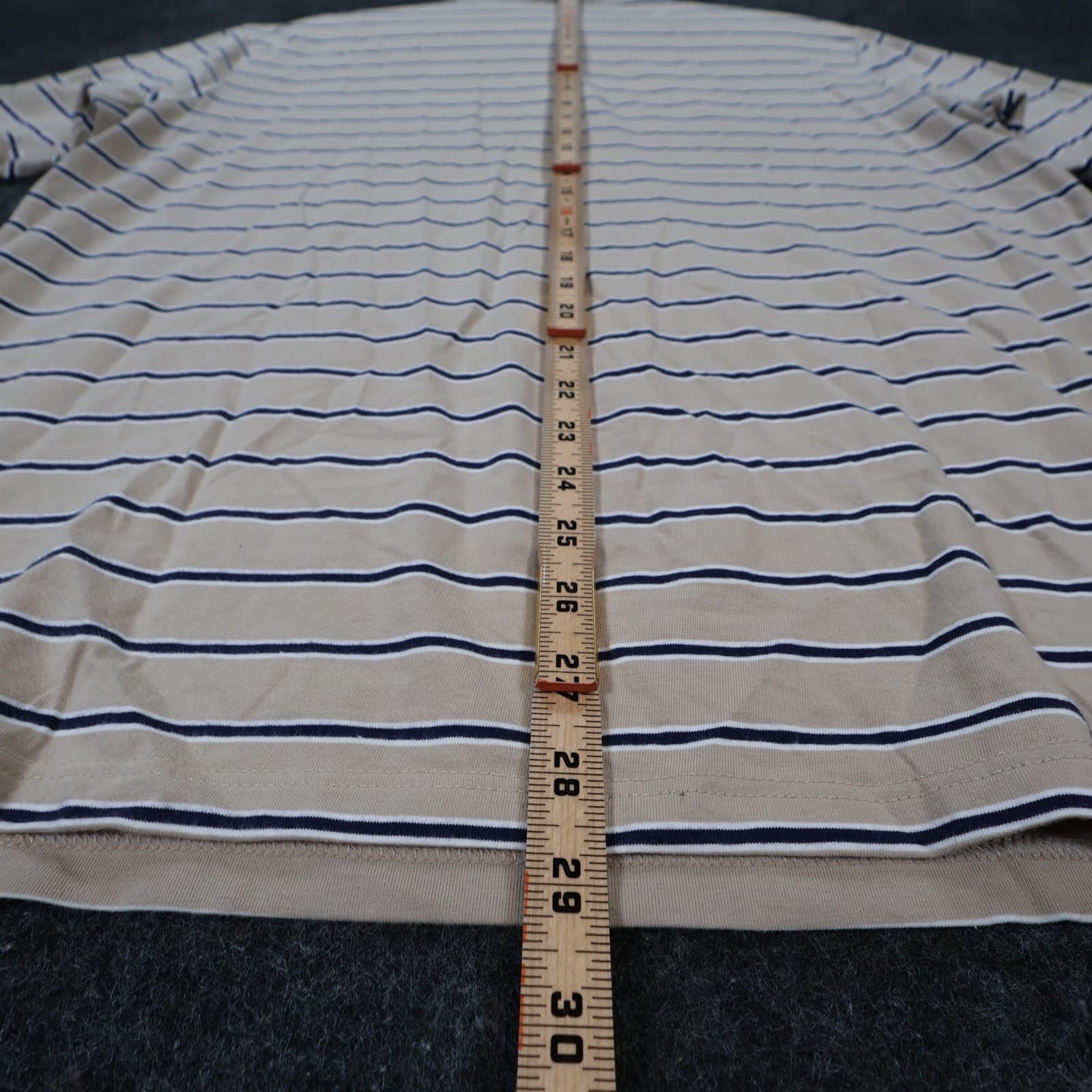 Cremieux Polo Mens M Tan Excellent Striped Short Sleeve Cotton Spandex - Thumbnail 5
