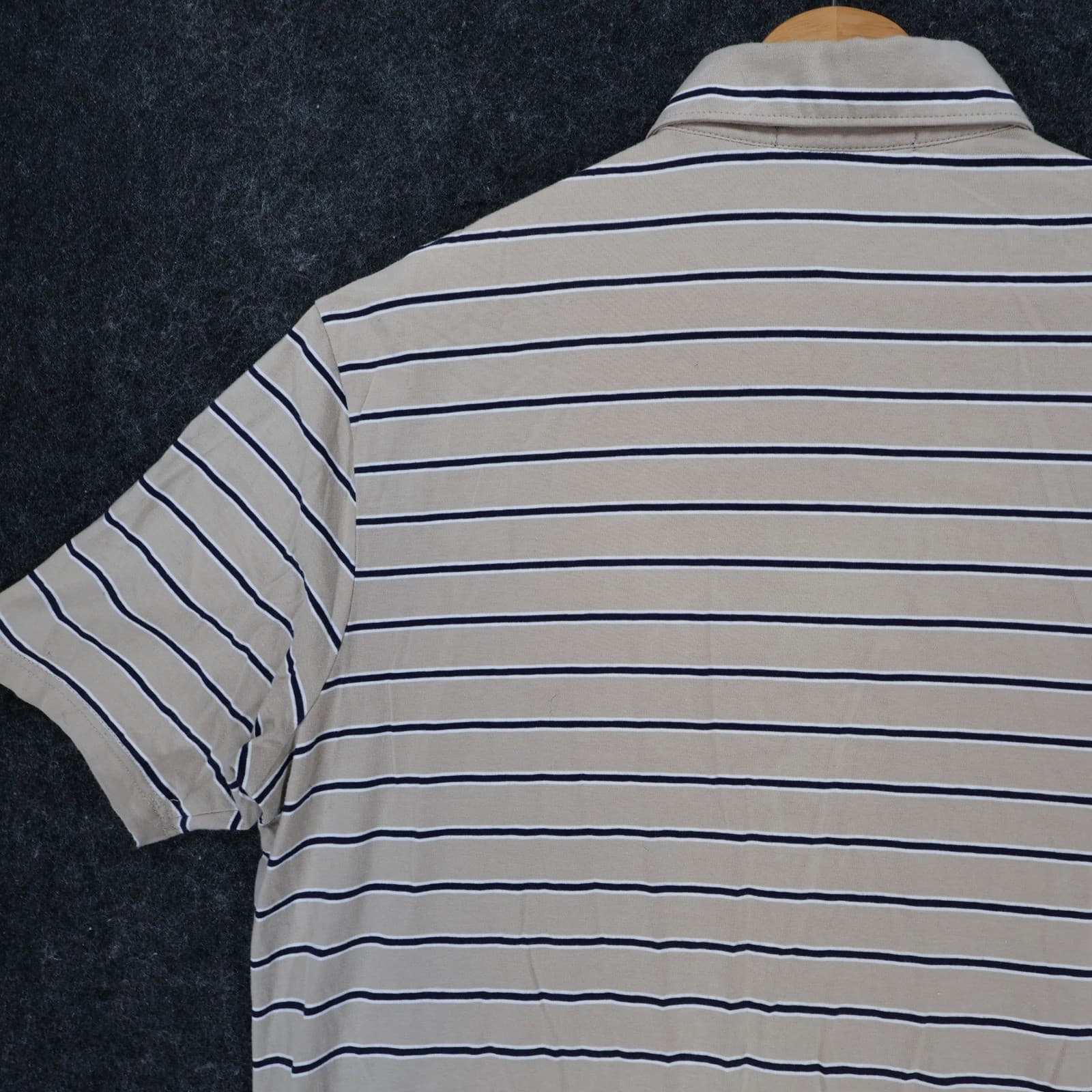 Cremieux Polo Mens M Tan Excellent Striped Short Sleeve Cotton Spandex - Thumbnail 11
