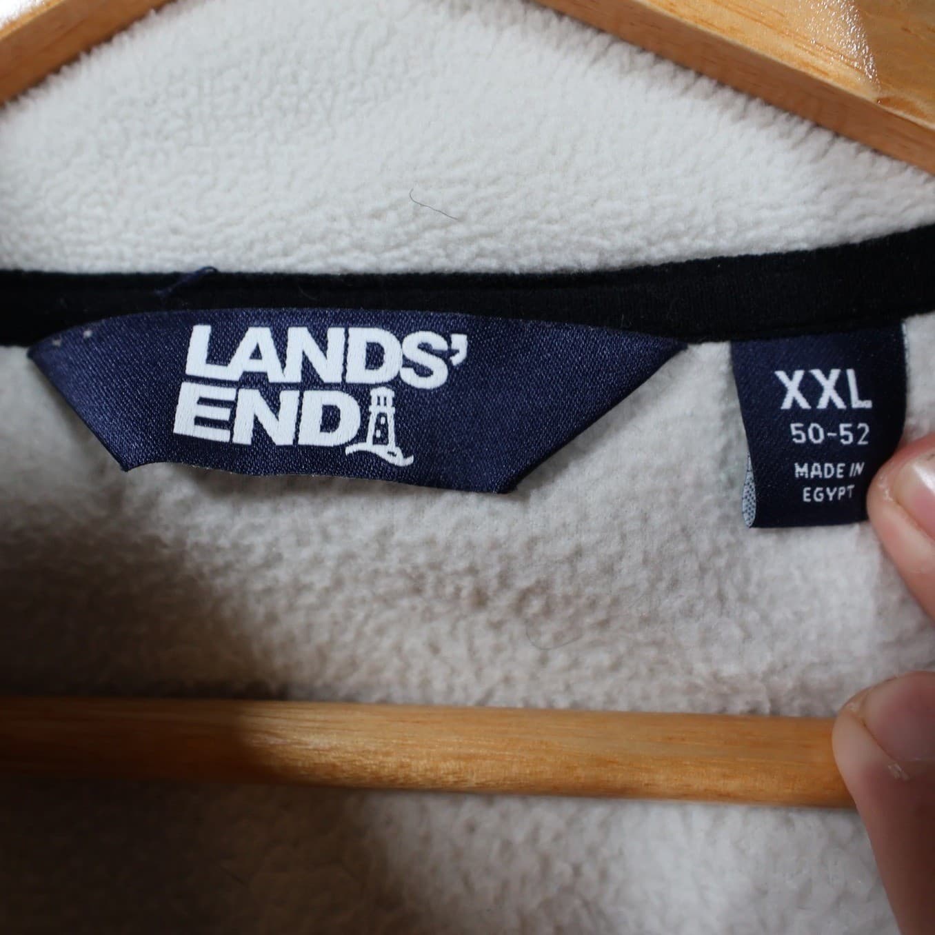 Lands End Fleece Pullover Mens XXL Cream Green Excellent Colorblock Snap Neck - Thumbnail 7