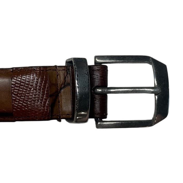 Vintage IRVINE PARK Genuine Leather XL Patchwork Lizard Belt Silver Buckle Men's - Thumbnail 3