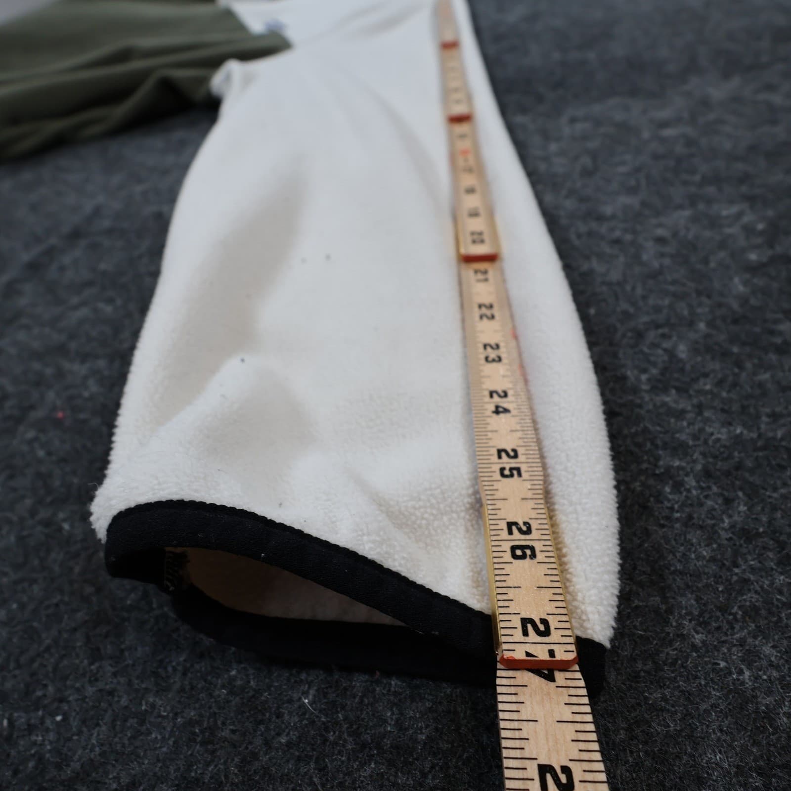 Lands End Fleece Pullover Mens XXL Cream Green Excellent Colorblock Snap Neck - Thumbnail 4