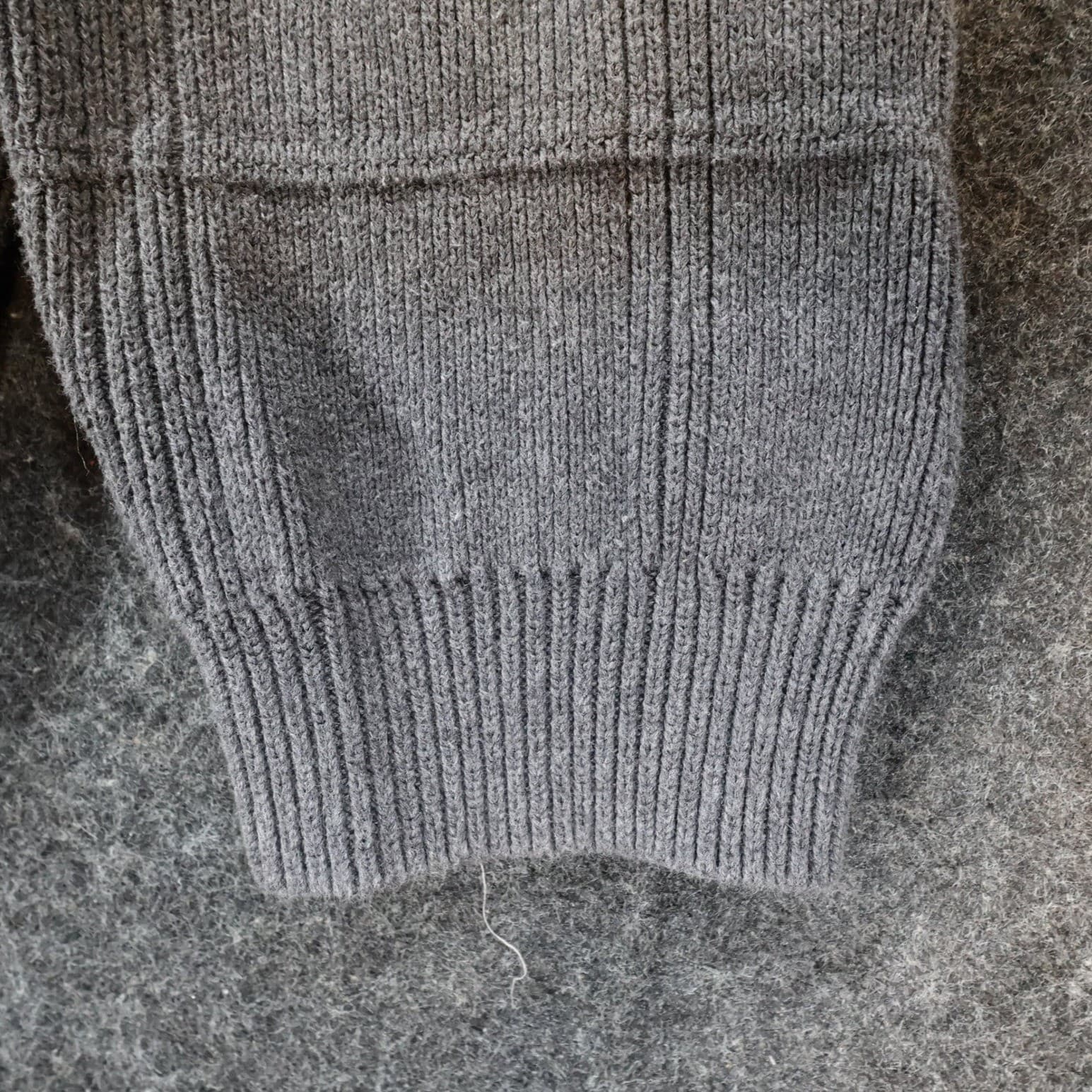Arrow Sweater Mens XL Gray Excellent Textured Knit Pullover Cotton Grid Pattern - Thumbnail 9