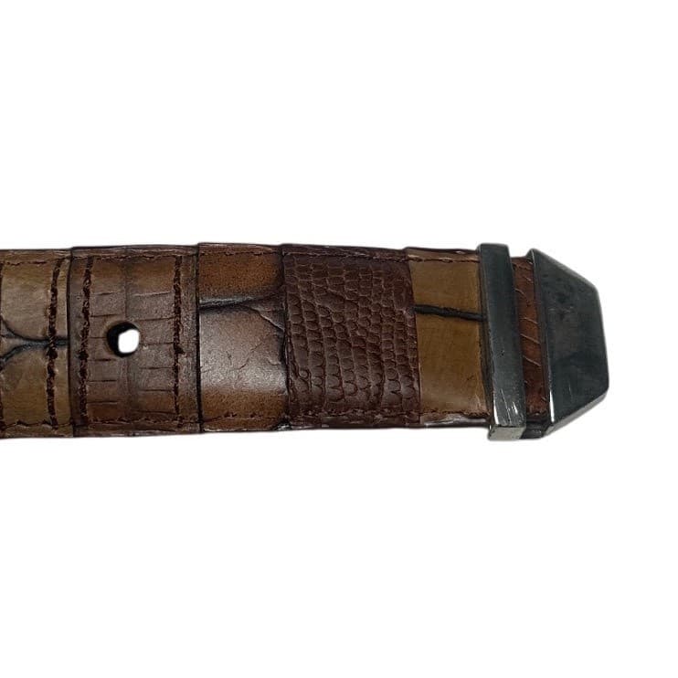 Vintage IRVINE PARK Genuine Leather XL Patchwork Lizard Belt Silver Buckle Men's - Thumbnail 4