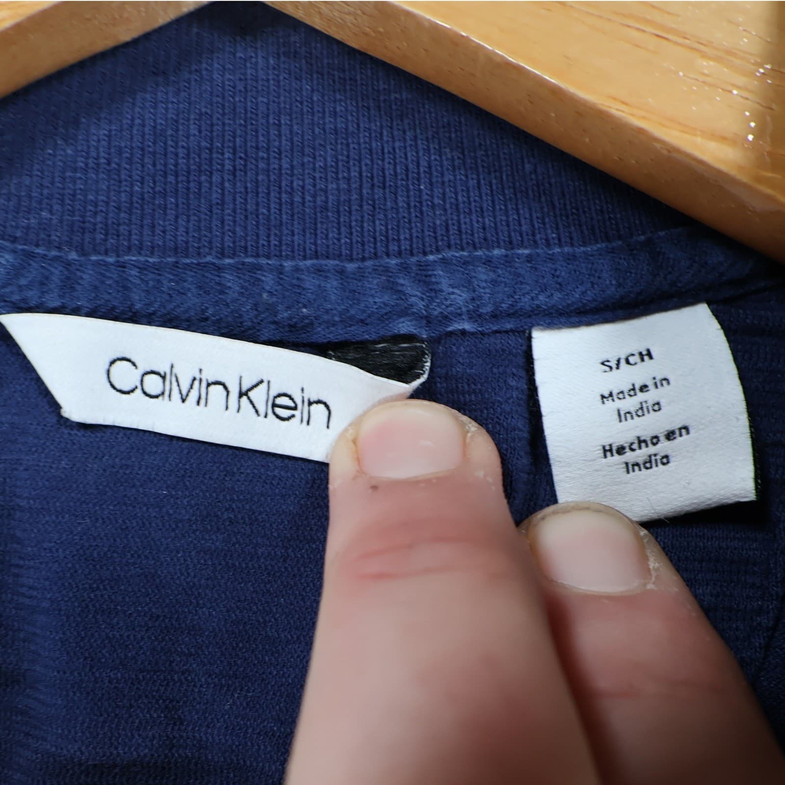 Calvin Klein Polo Mens Small Blue Excellent Colorblock Short Sleeve Cotton Shirt - Thumbnail 7