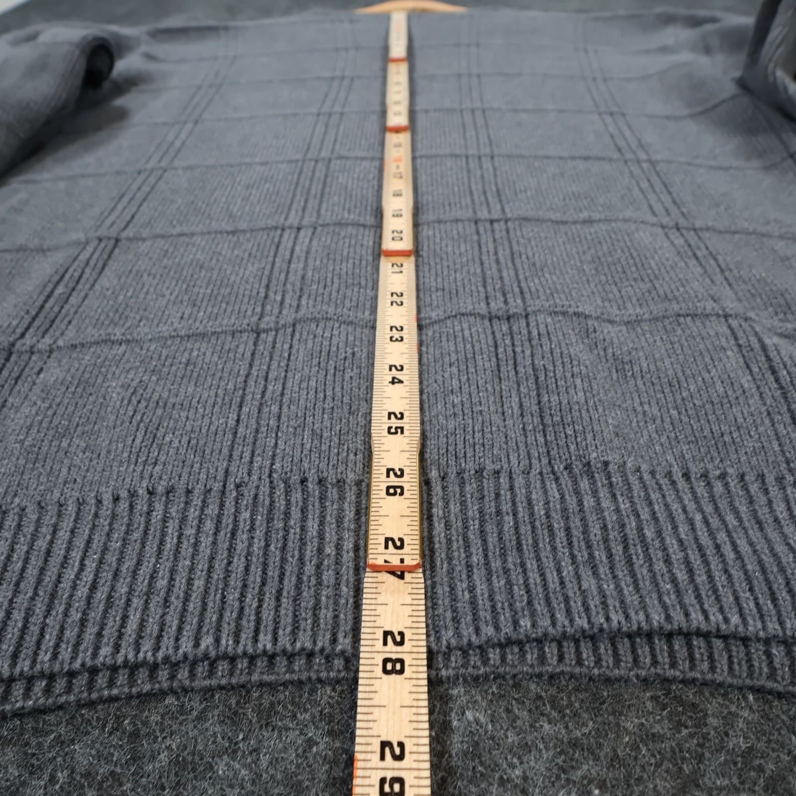 Arrow Sweater Mens XL Gray Excellent Textured Knit Pullover Cotton Grid Pattern - Thumbnail 5