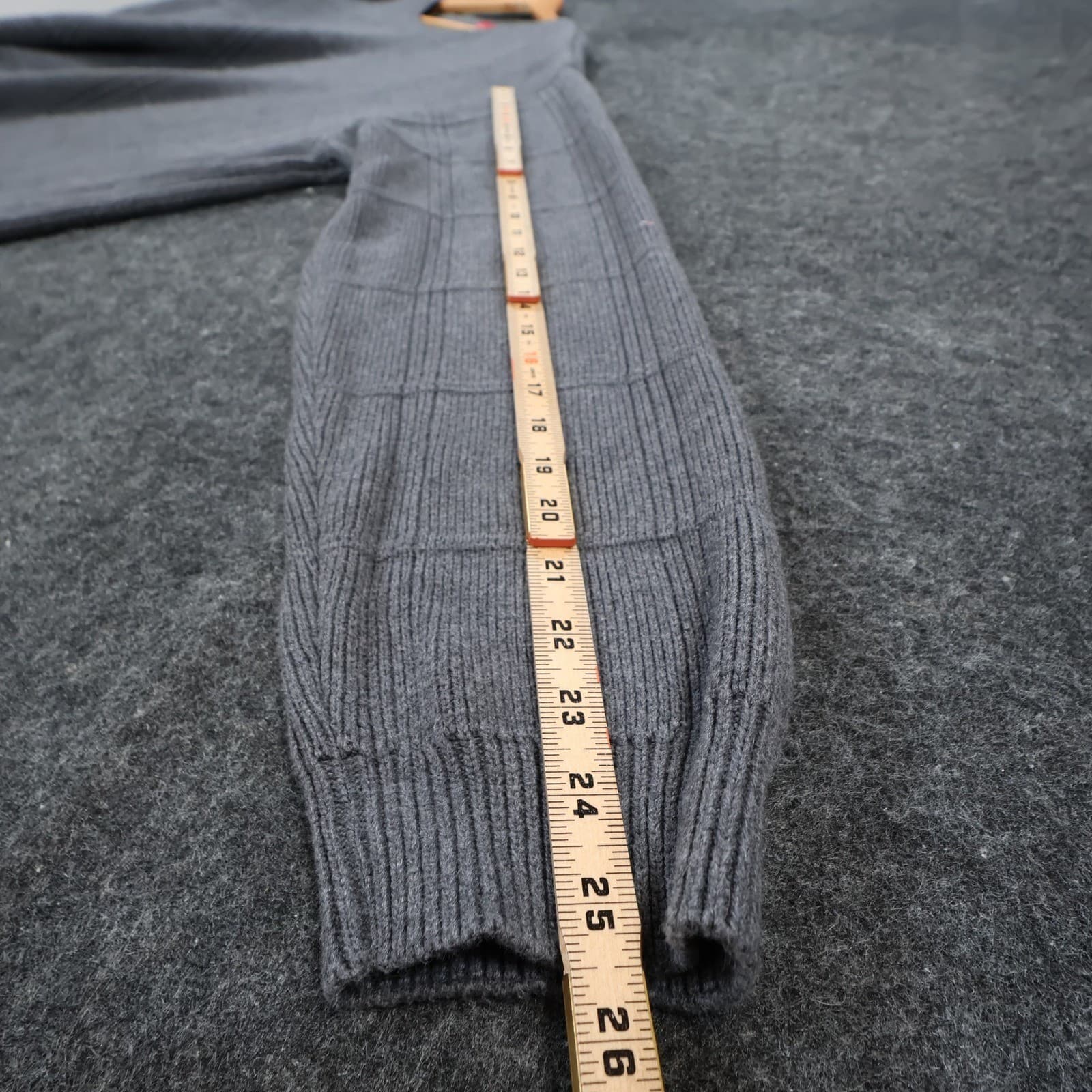 Arrow Sweater Mens XL Gray Excellent Textured Knit Pullover Cotton Grid Pattern - Thumbnail 4