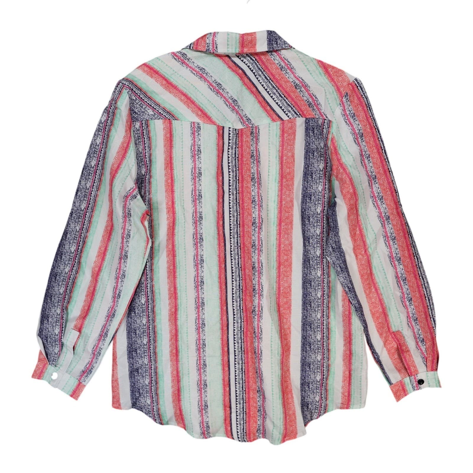 Zeagoo Button Up Shirt Womens XL Multicolor New Striped Western Southwest - Thumbnail 2