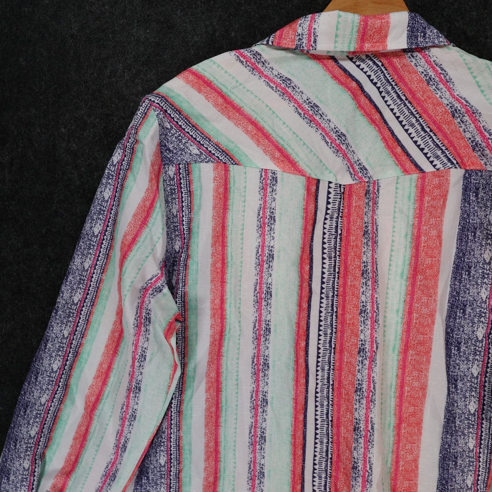 Zeagoo Button Up Shirt Womens XL Multicolor New Striped Western Southwest - Thumbnail 10