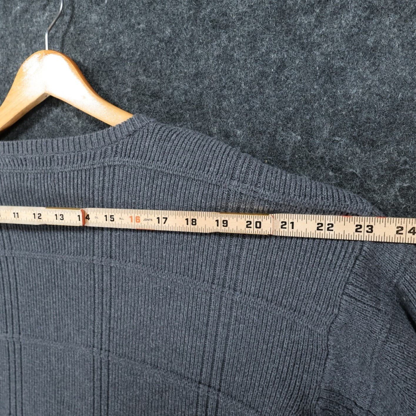 Arrow Sweater Mens XL Gray Excellent Textured Knit Pullover Cotton Grid Pattern - Thumbnail 6