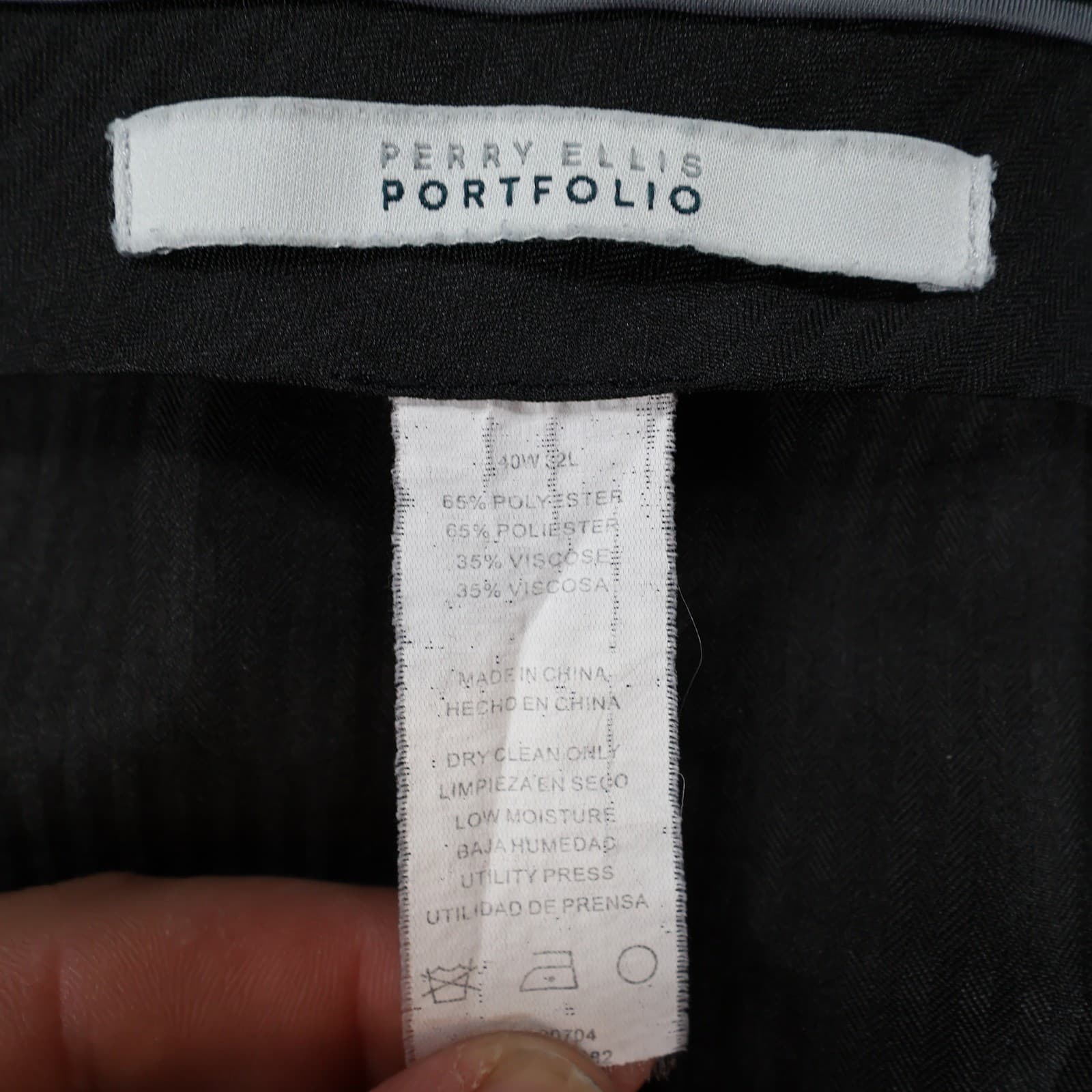 Perry Ellis Dress Pants Mens 40x32 Gray Polyester Viscose Plaid Portfolio Slacks - Thumbnail 7