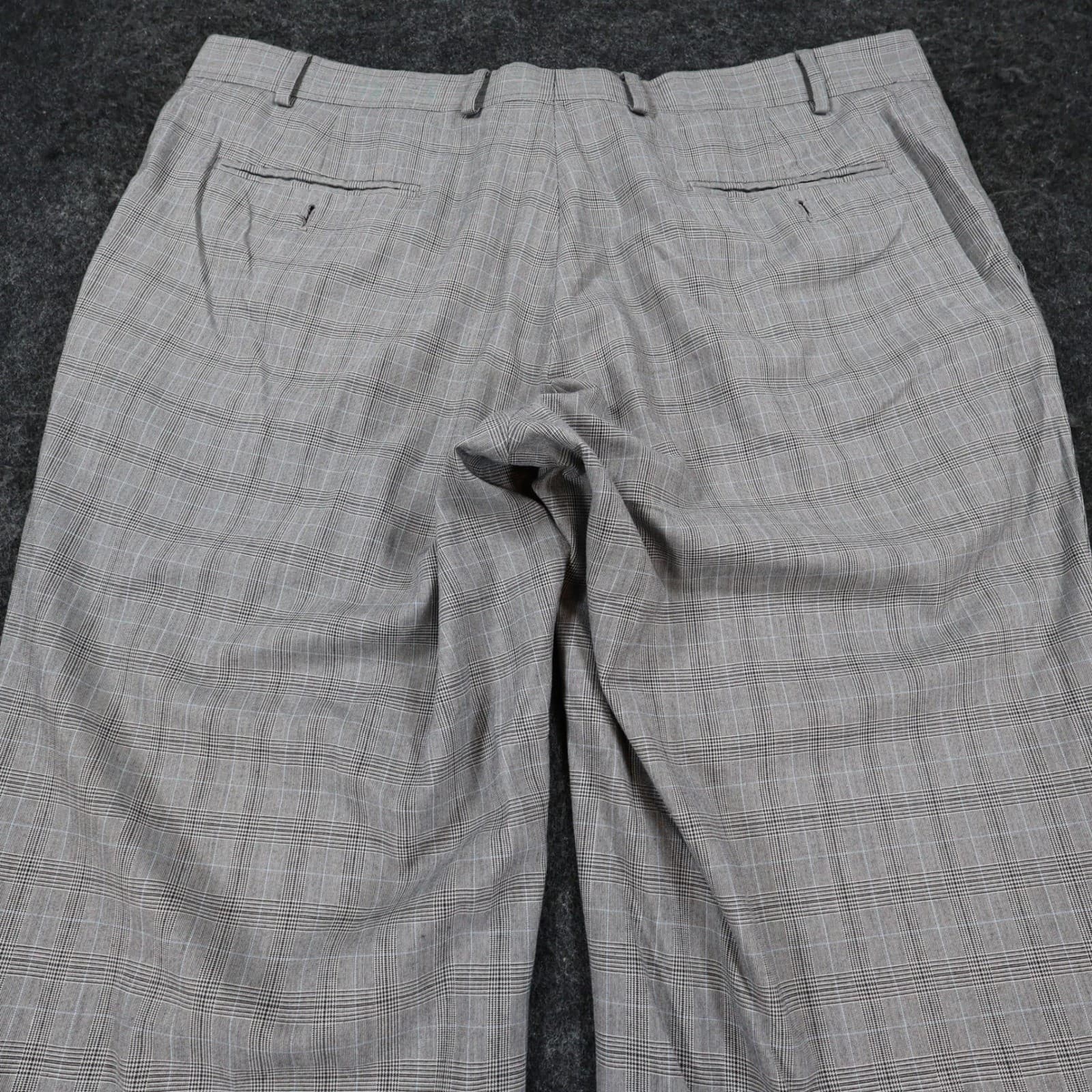 Perry Ellis Dress Pants Mens 40x32 Gray Polyester Viscose Plaid Portfolio Slacks - Thumbnail 9