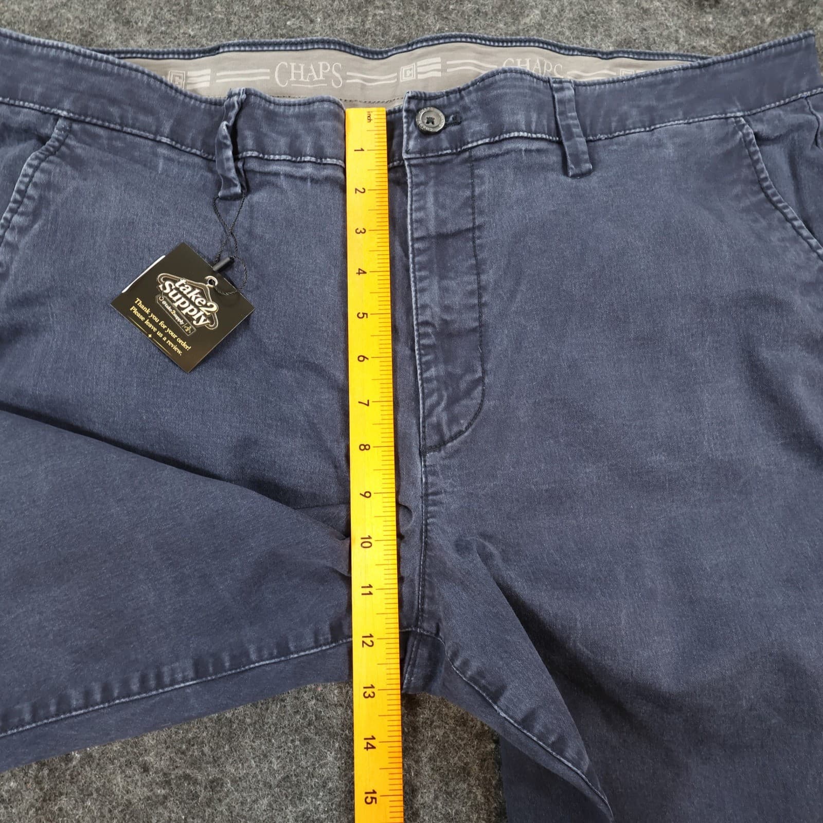 Chaps Straight Fit Pants Mens 42x30 Navy Blue Cotton Spandex Chino Casual Work - Thumbnail 6