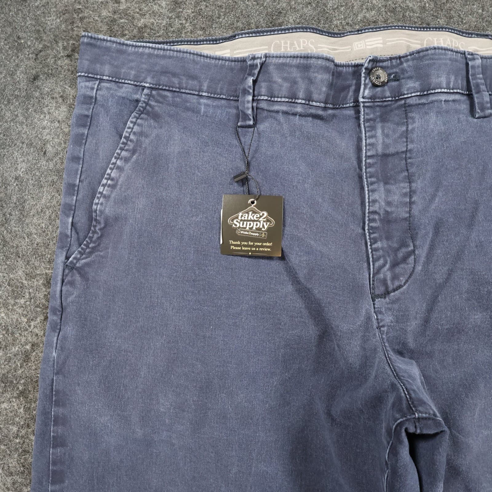 Chaps Straight Fit Pants Mens 42x30 Navy Blue Cotton Spandex Chino Casual Work - Thumbnail 8