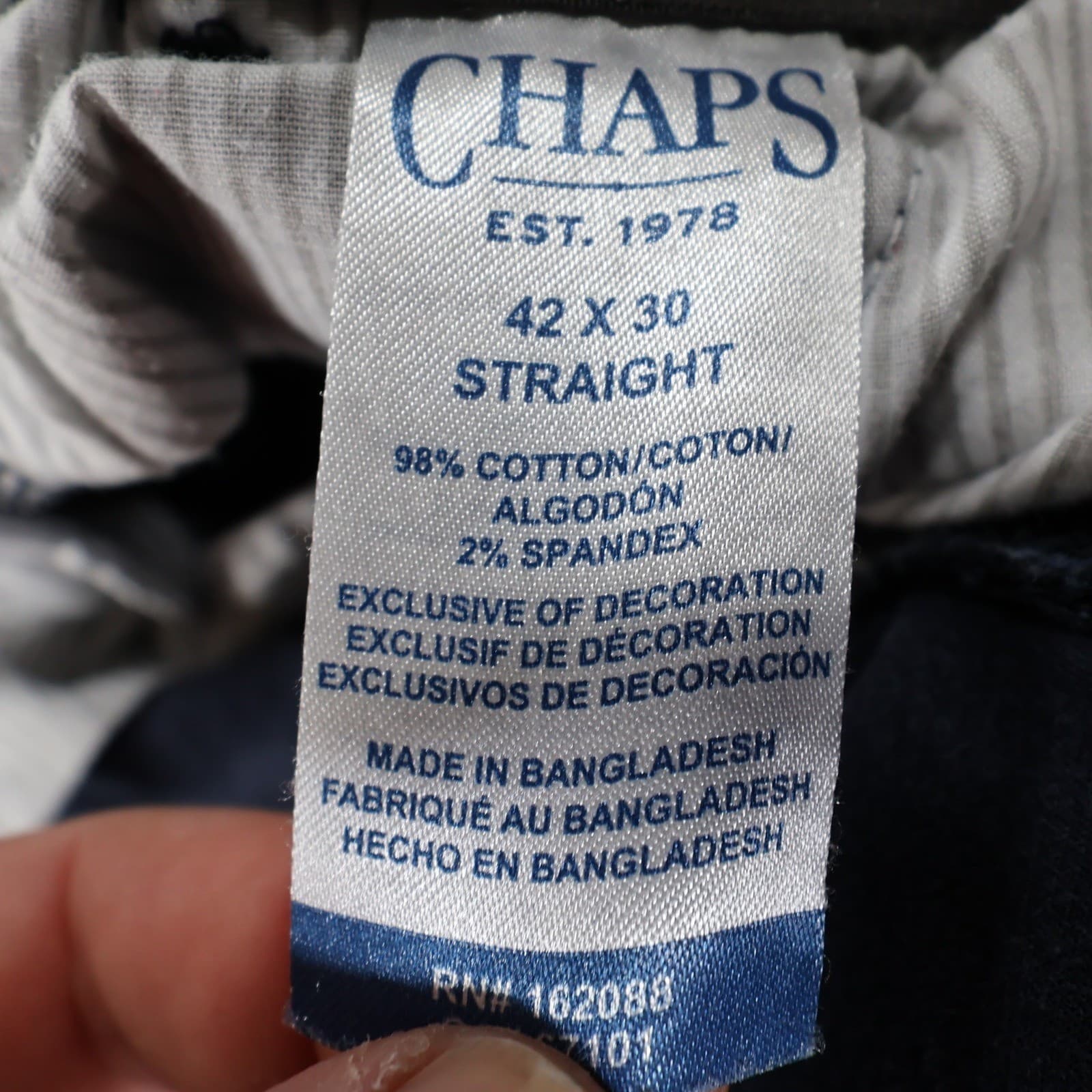 Chaps Straight Fit Pants Mens 42x30 Navy Blue Cotton Spandex Chino Casual Work - Thumbnail 7