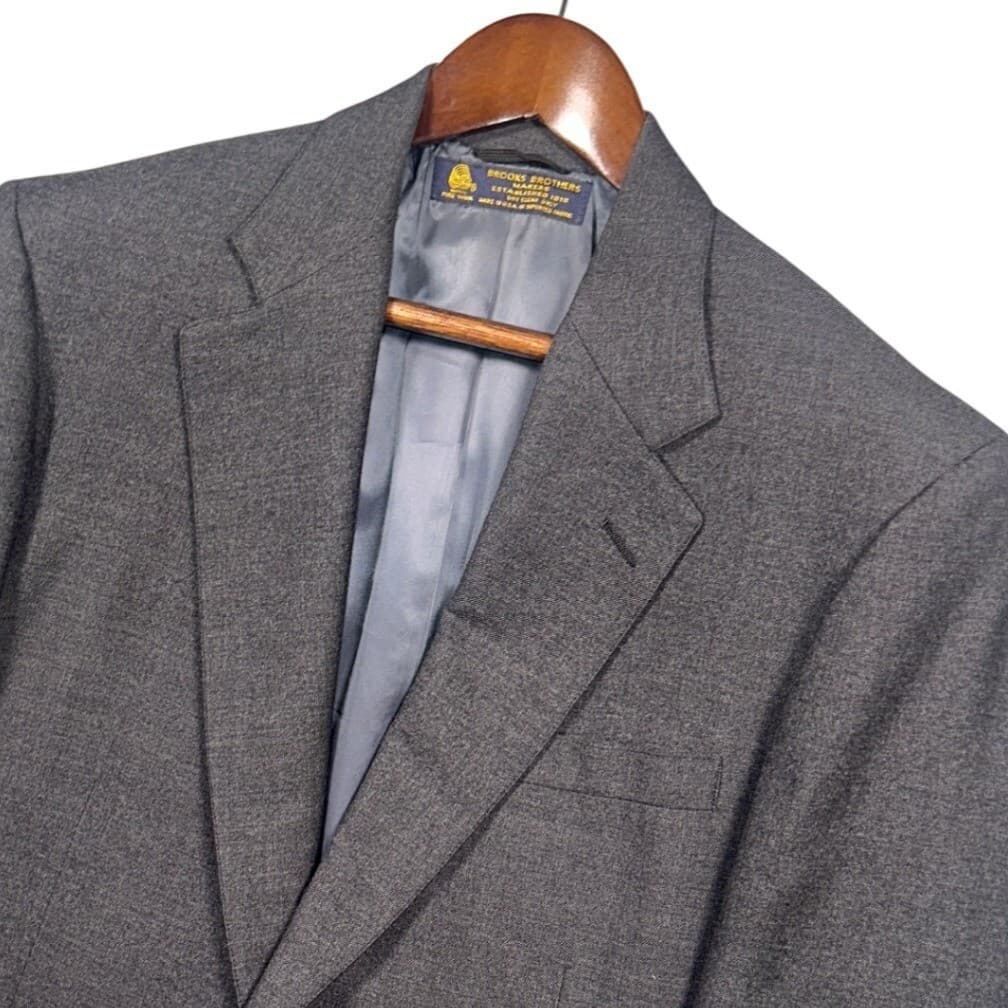 Vintage Brooks Brothers Makers Blazer Mens 44R Grey Wool 2-Button Sport Coat - Thumbnail 4