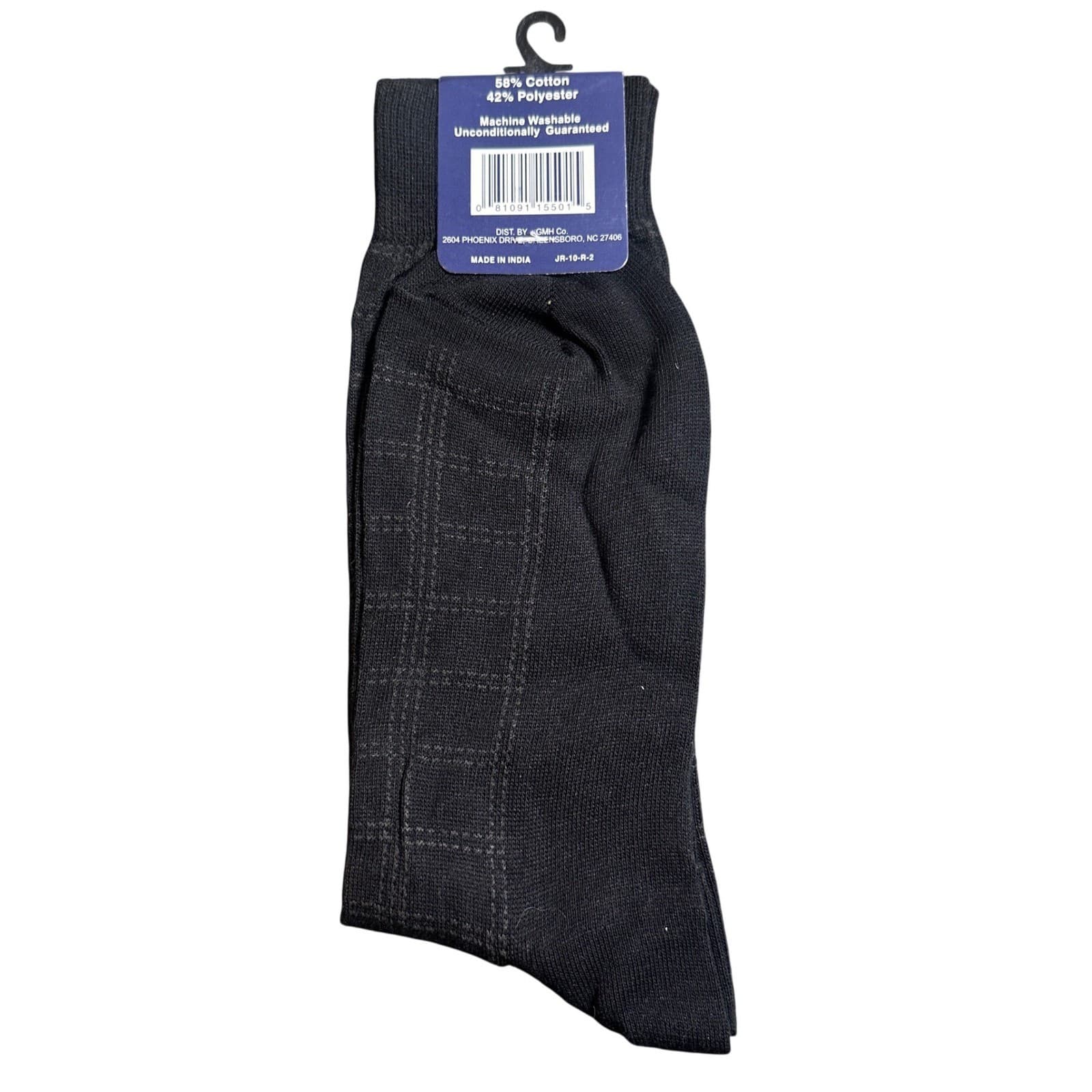 Vintage Gold Medal Dress Socks Men 10-13 Black New Plaid Cotton Blend - Thumbnail 2