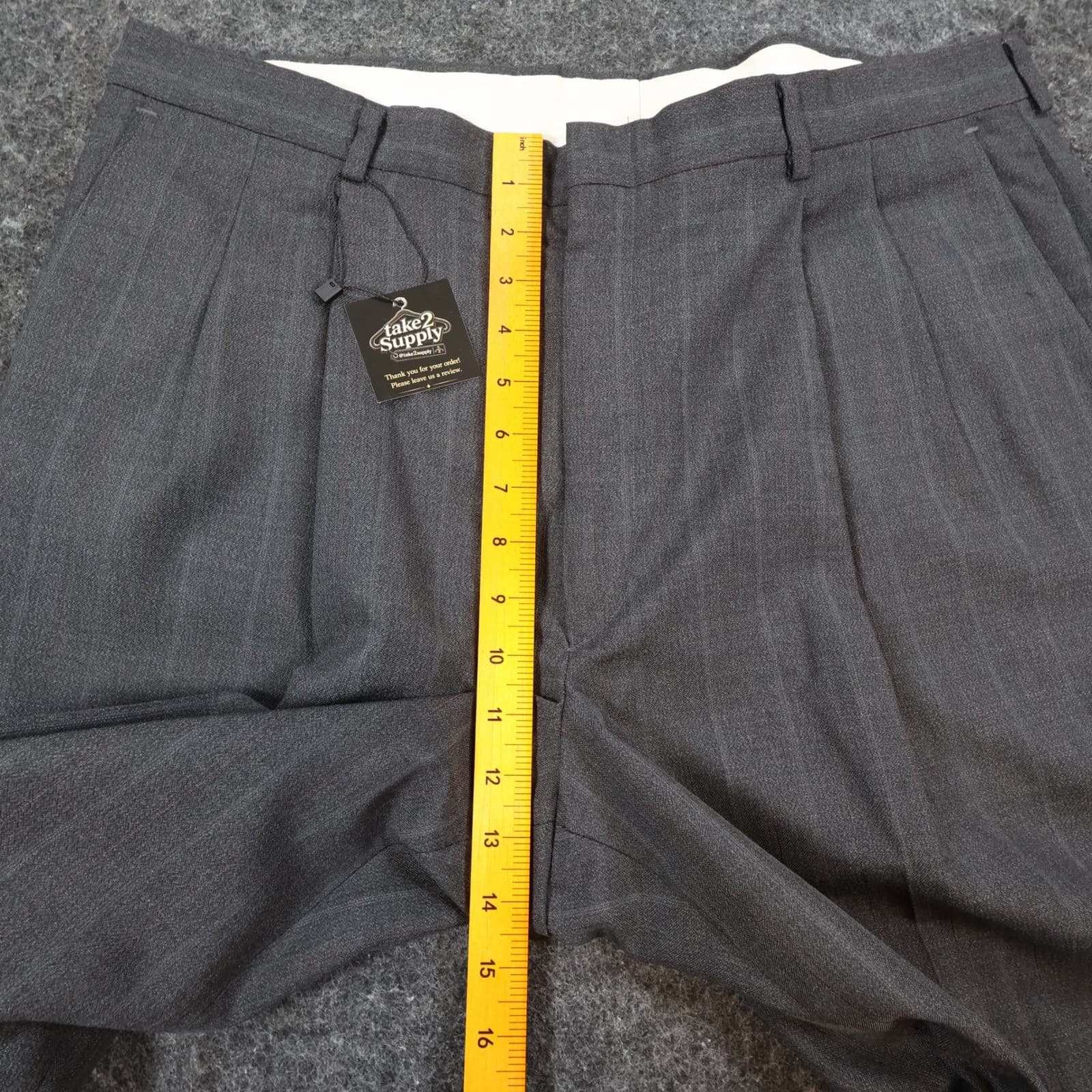 Haggar Dress Pants Mens 38x30 Gray Wool Blend Pleated Gentleman's Fit Pinstripe - Thumbnail 6