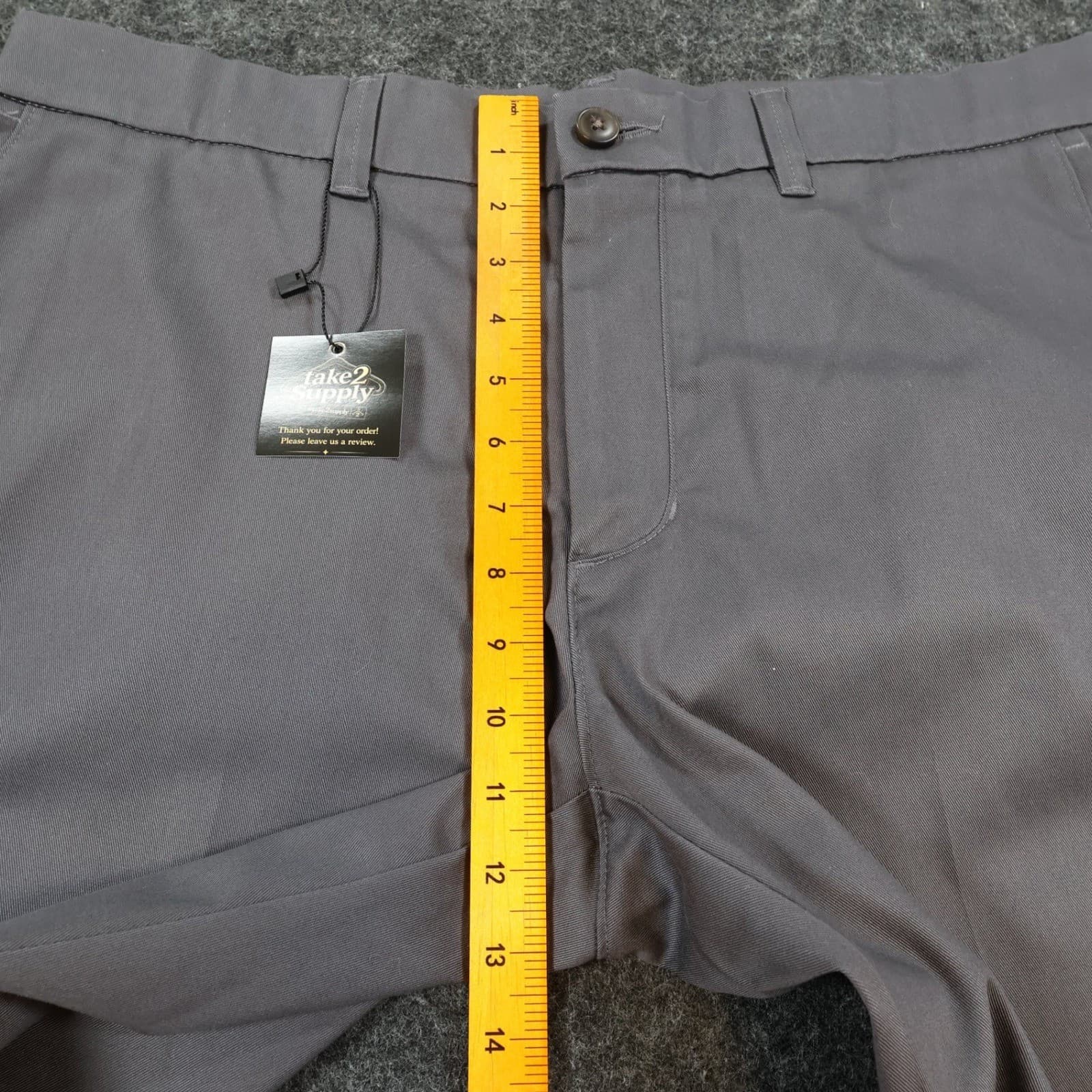 Haggar H26 Chino Pants Mens 36x32 Gray Cotton Blend Stretch Straight Leg - Thumbnail 6