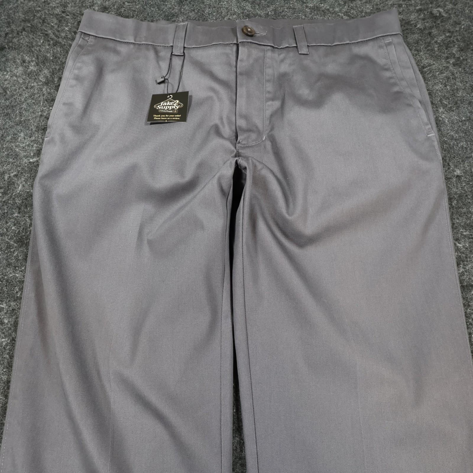 Haggar H26 Chino Pants Mens 36x32 Gray Cotton Blend Stretch Straight Leg - Thumbnail 9