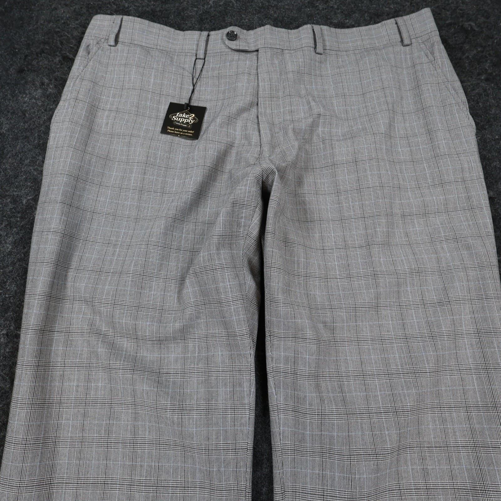 Perry Ellis Dress Pants Mens 40x32 Gray Polyester Viscose Plaid Portfolio Slacks - Thumbnail 8