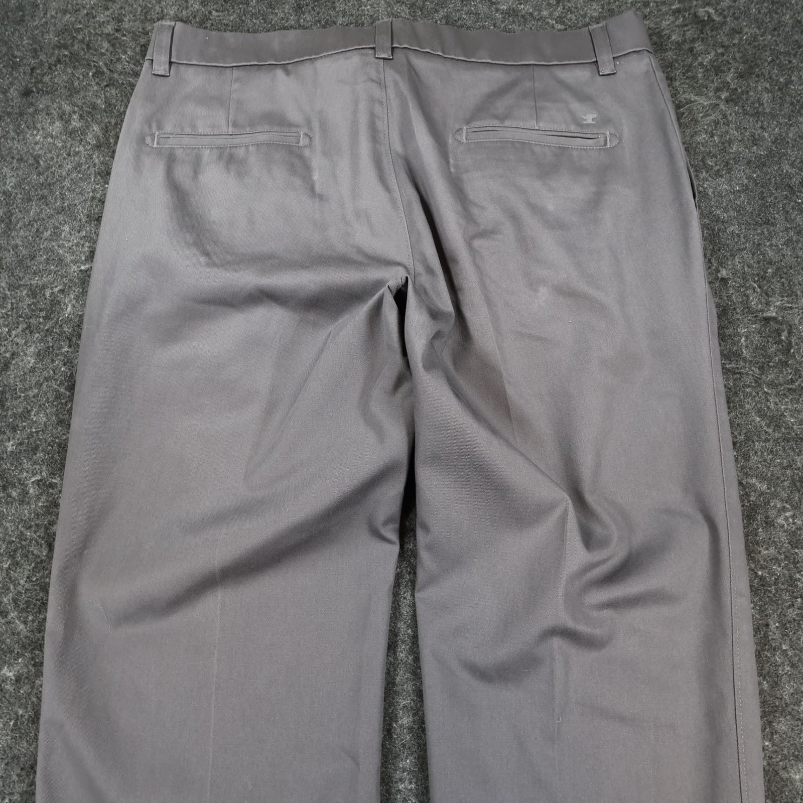 Haggar H26 Chino Pants Mens 36x32 Gray Cotton Blend Stretch Straight Leg - Thumbnail 10