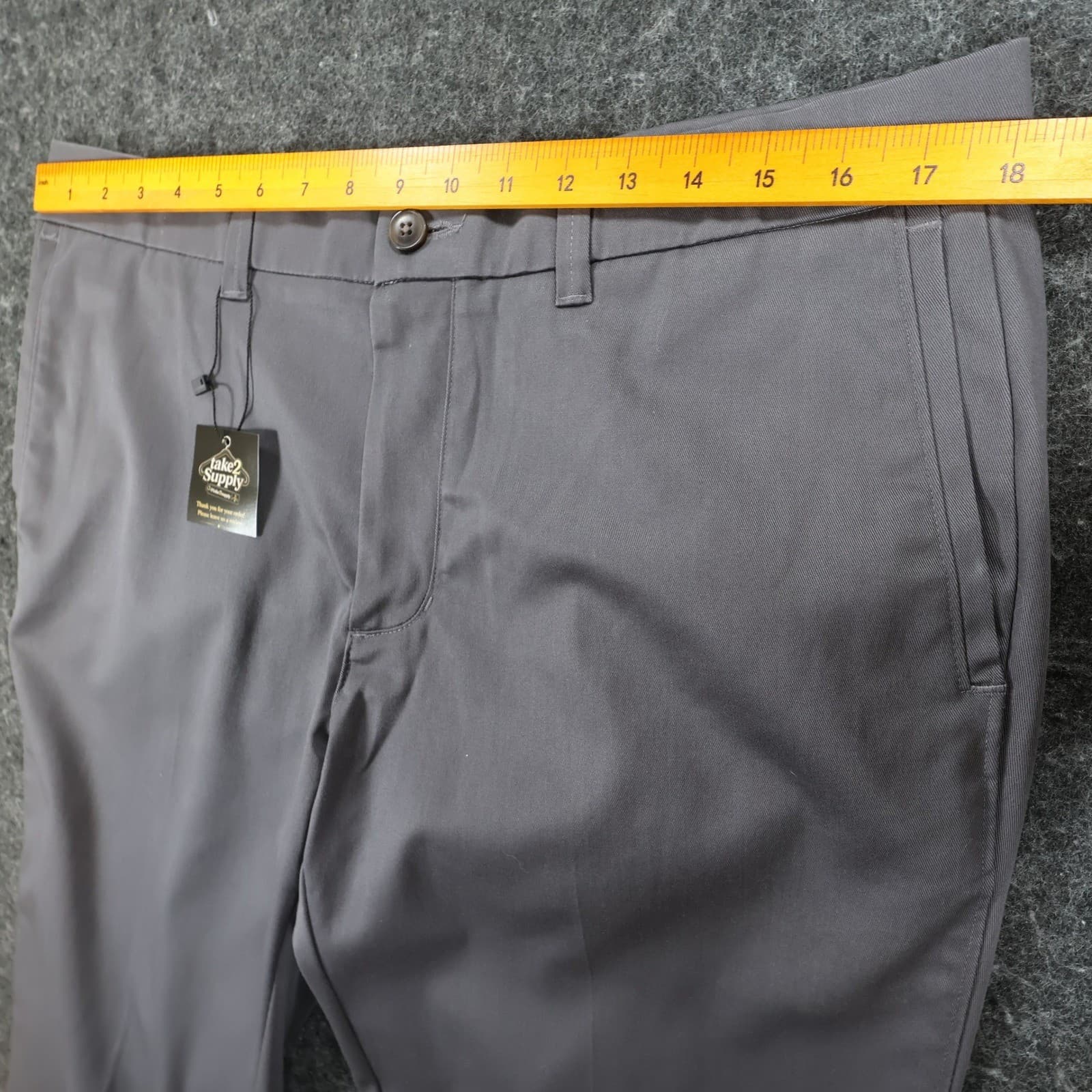 Haggar H26 Chino Pants Mens 36x32 Gray Cotton Blend Stretch Straight Leg - Thumbnail 5
