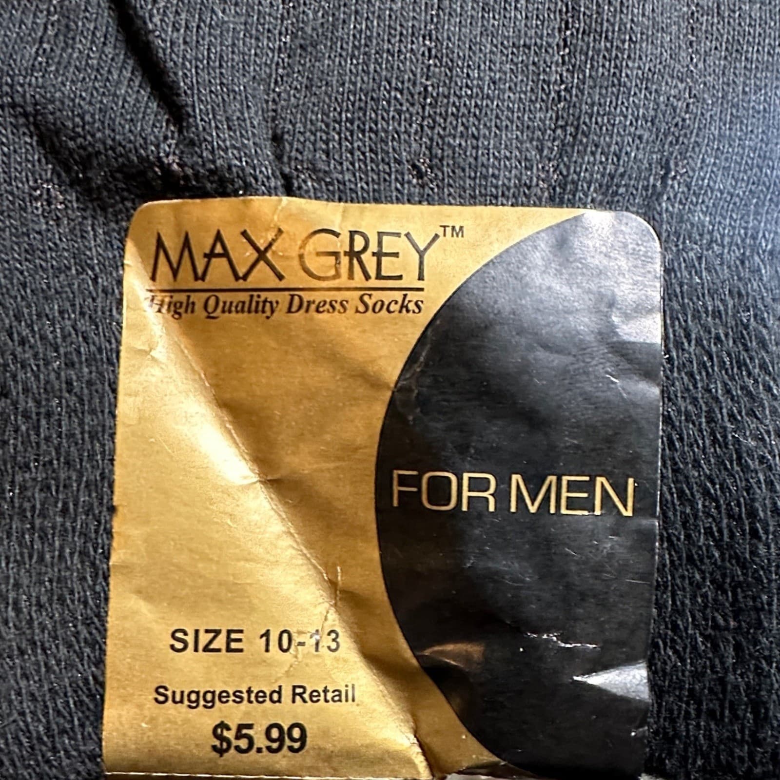 Vintage Max Grey Dress Socks Mens 10-13 Black New Cotton Rich Ribbed Pattern - Thumbnail 3